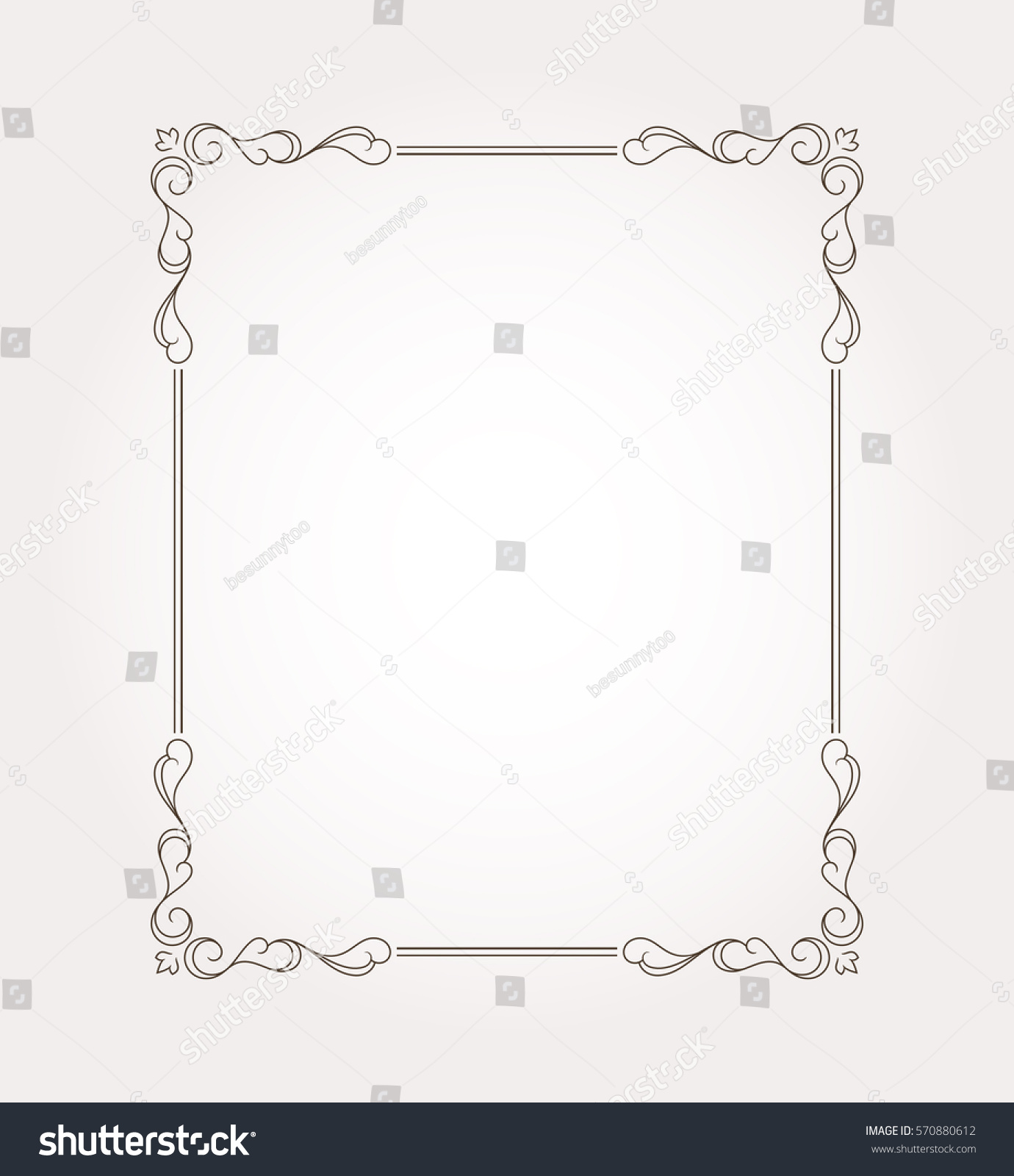 Frame border. Decorative design element and fancy page ornament. Vector illustration #570880612