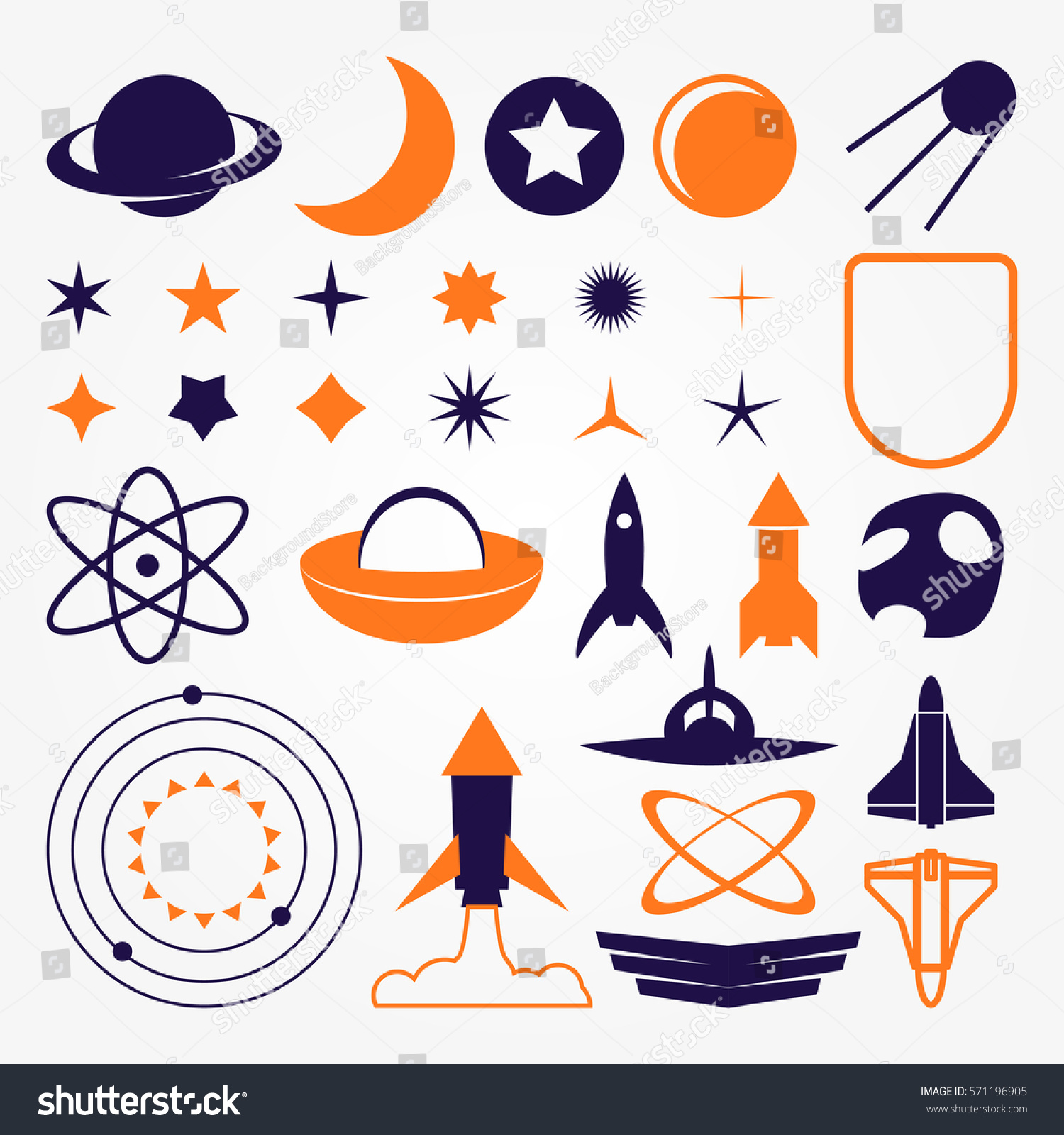 Space Exploration Sci fi Vector Shapes Set eps10 - Royalty Free Stock ...