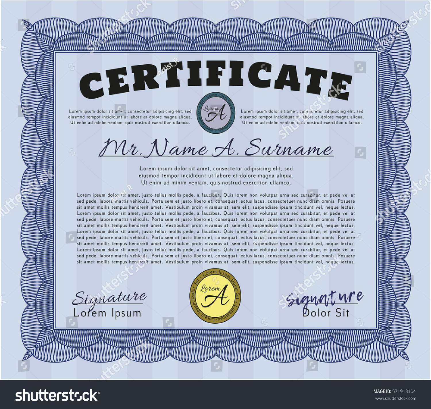 Blue Certificate of achievement template. With - Royalty Free Stock ...