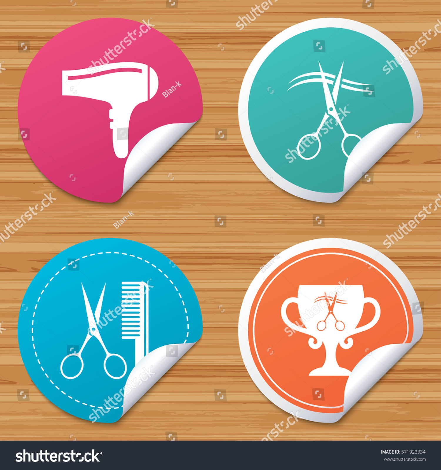 Round stickers or website banners. Hairdresser Royalty Free Stock