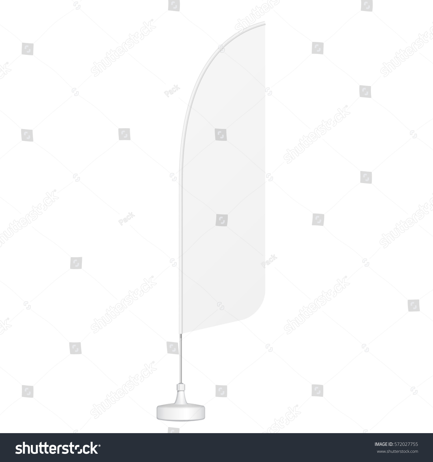 Outdoor Feather Blade Straight Flag, Shark Fin, Stander Advertising Banner Shield. Illustration Isolated On White Background. Mock Up Template Ready For Your Design. Product Advertising. Vector EPS10 #572027755
