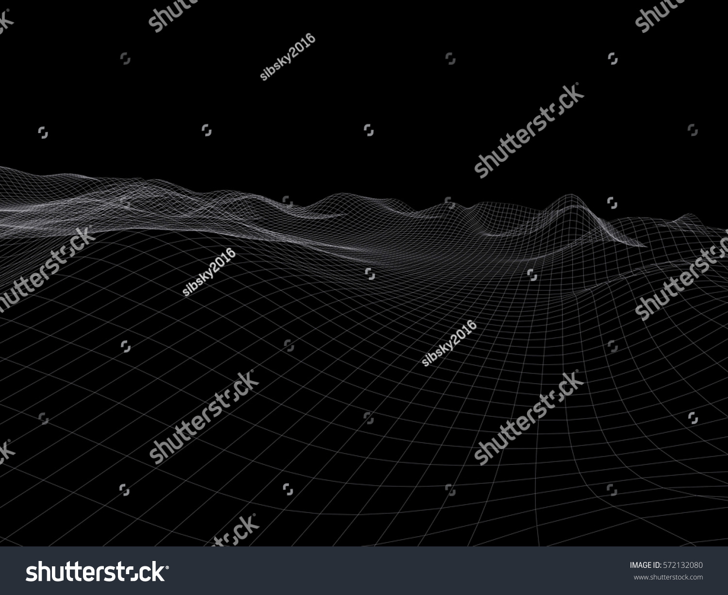 Terrain mesh. Wire render. Abstract background. 3d #572132080