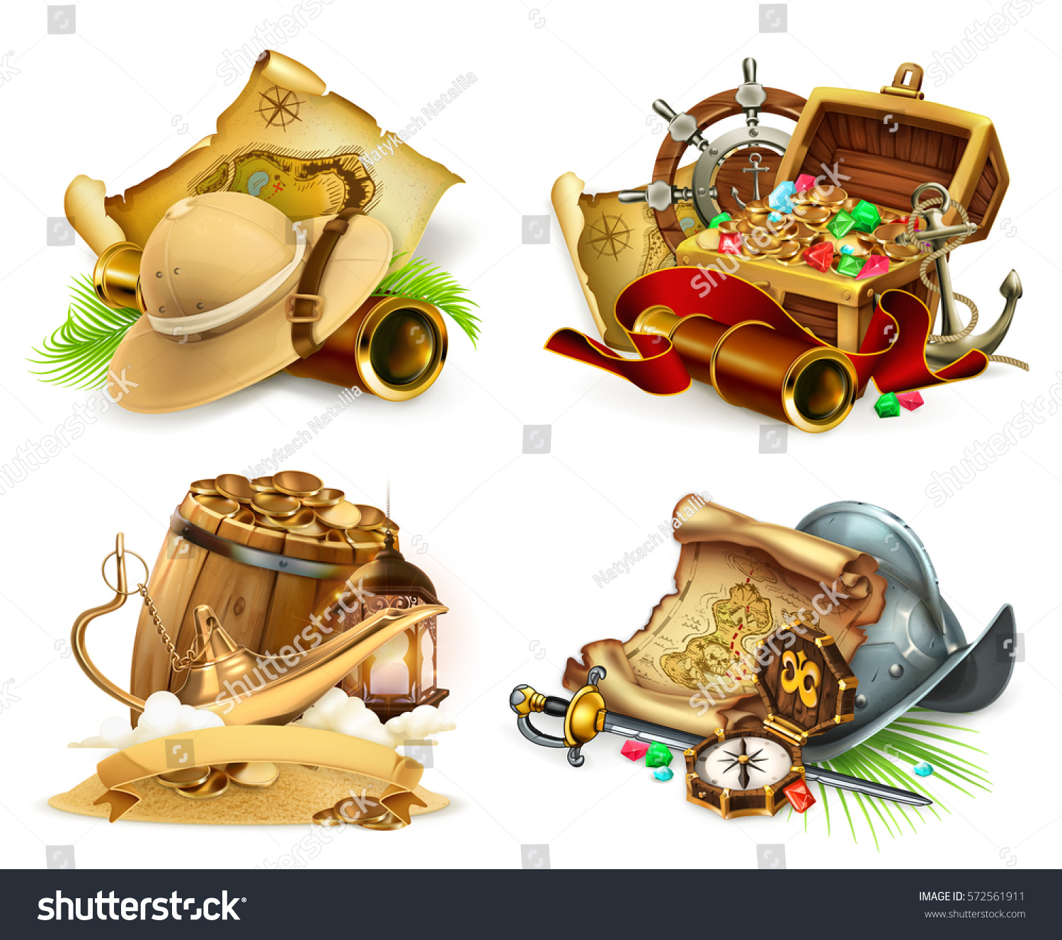 Treasure hunt and adventure game logo. 3d vector - Royalty Free Stock ...