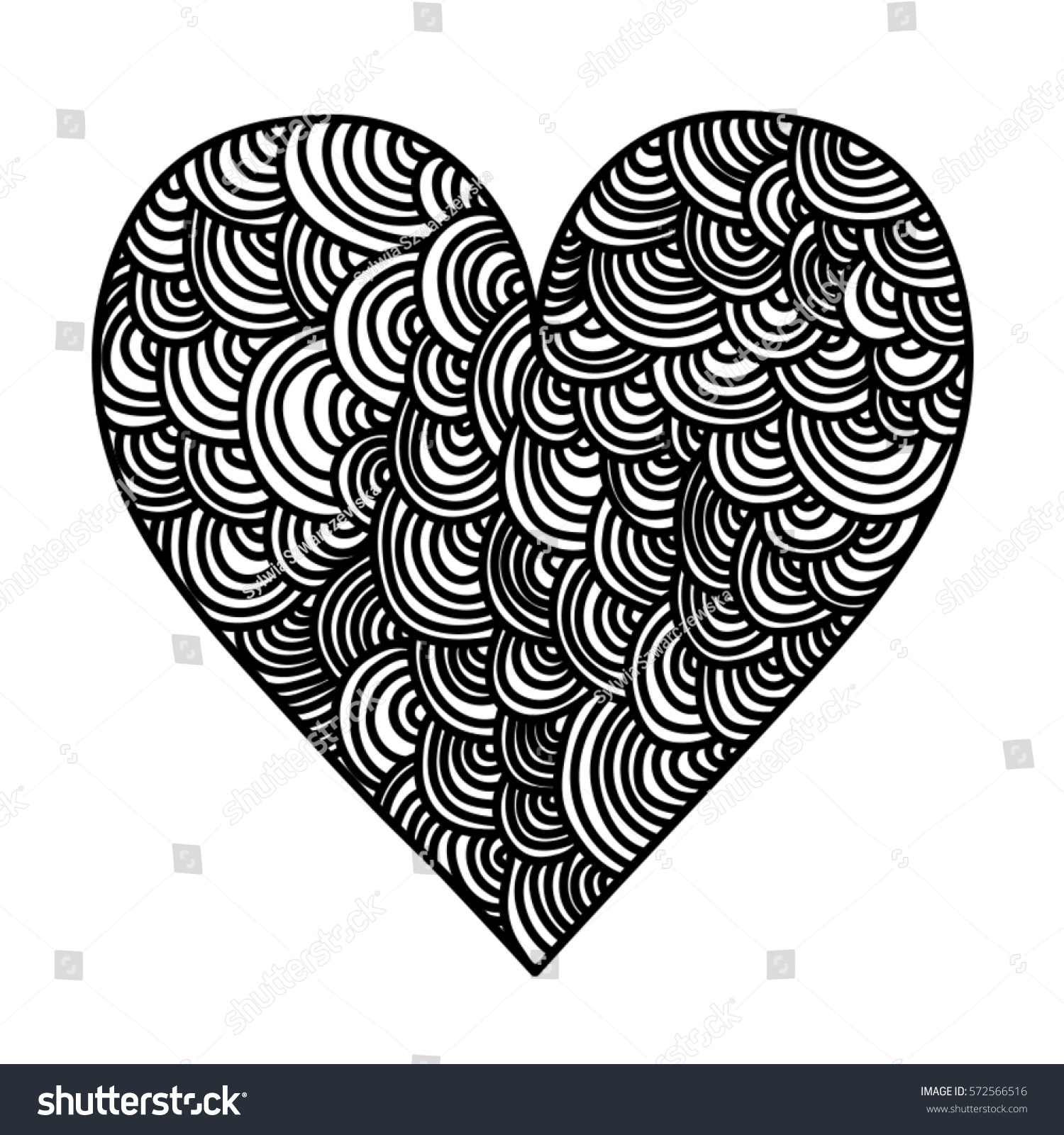 Heart drawn with a doddle art technique - rainbows   #572566516
