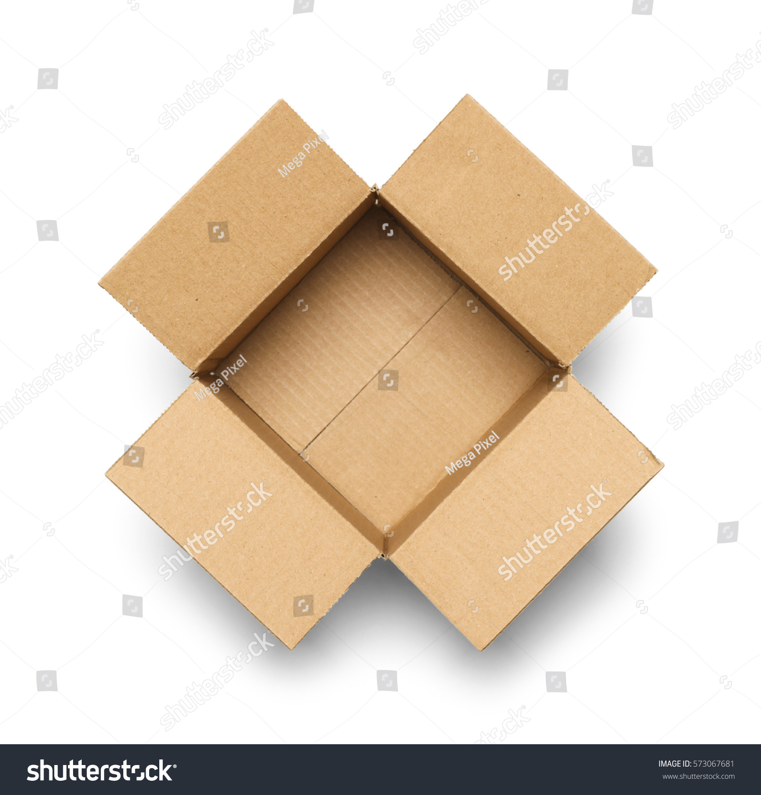 Open Empty Cardboard Box Isolated on White Background. #573067681