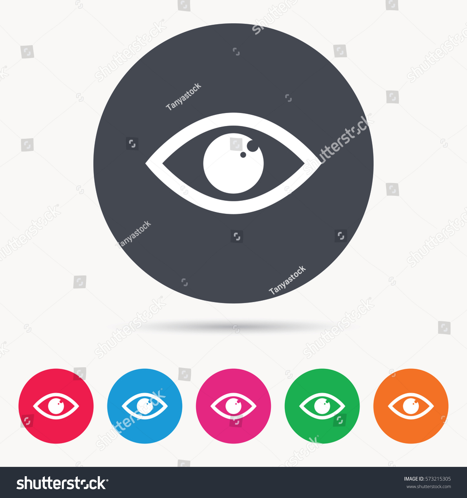 Eye icon. Eyeball vision symbol. Colored circle - Royalty Free Stock ...