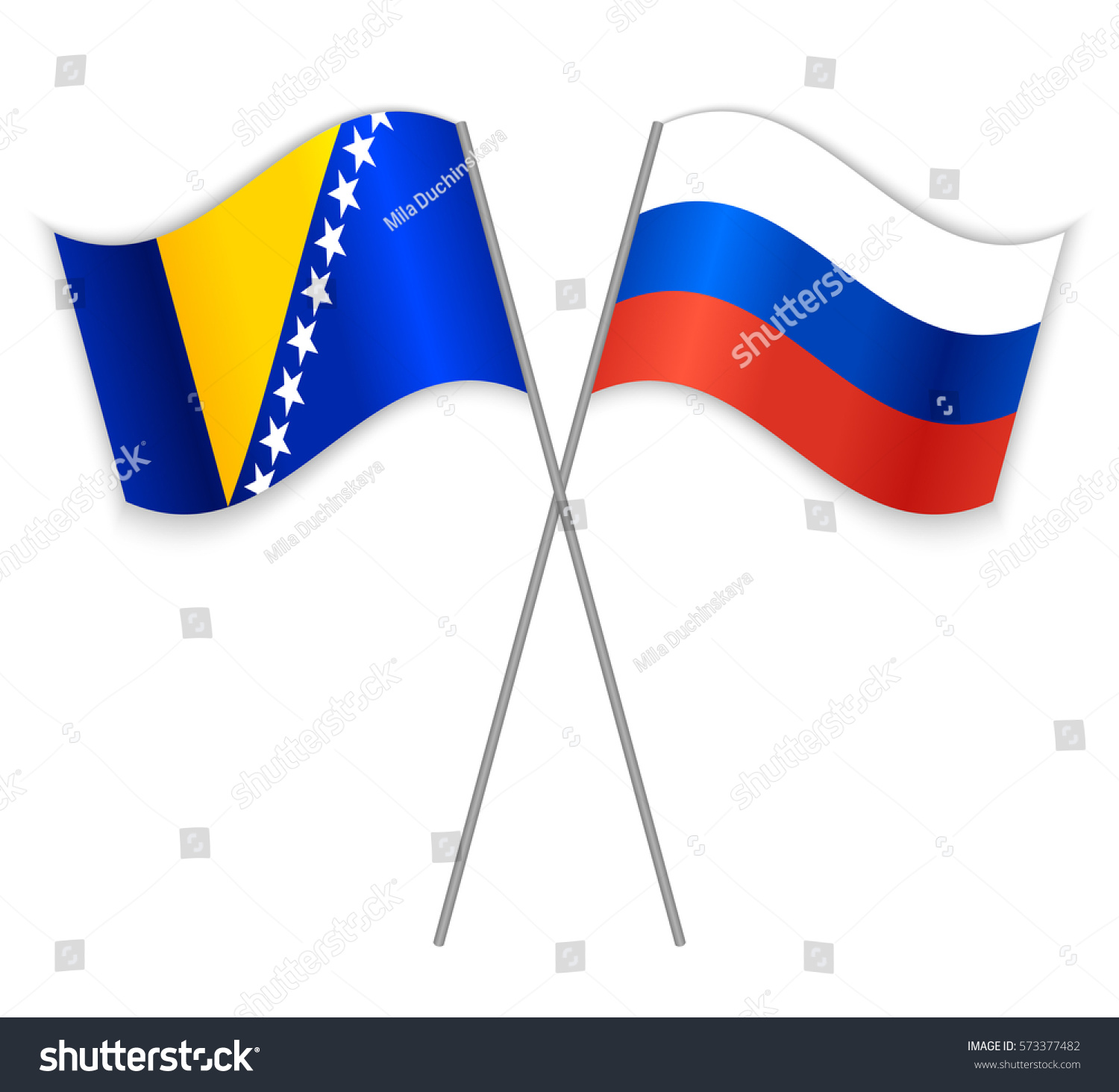 Bosnian and Russian crossed flags. Bosnia and - Royalty Free Stock ...