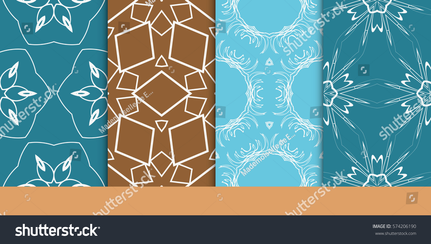 set of decorative floral seamless pattern. vector illustration. for invitation, greeting card, wallpaper, interior design #574206190