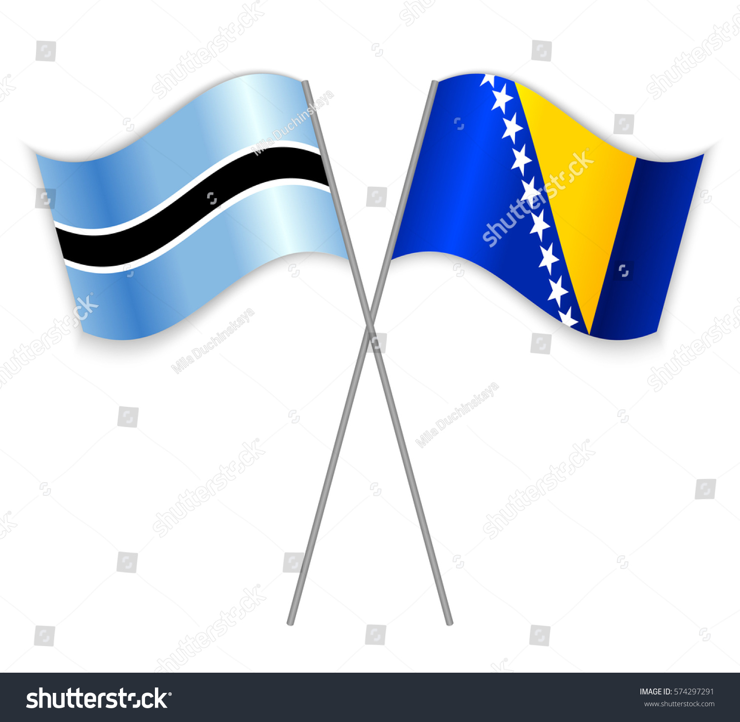 Motswana and Bosnian crossed flags. Botswana - Royalty Free Stock ...