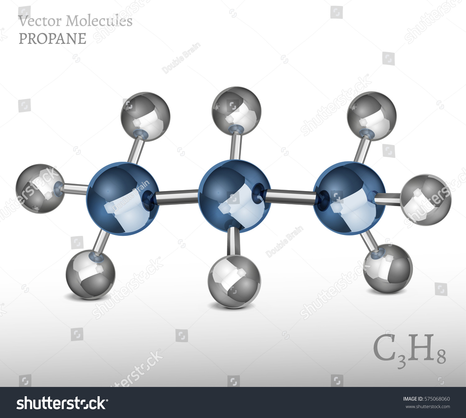 Propane molecule in 3D style. C3H8 vector - Royalty Free Stock Vector ...