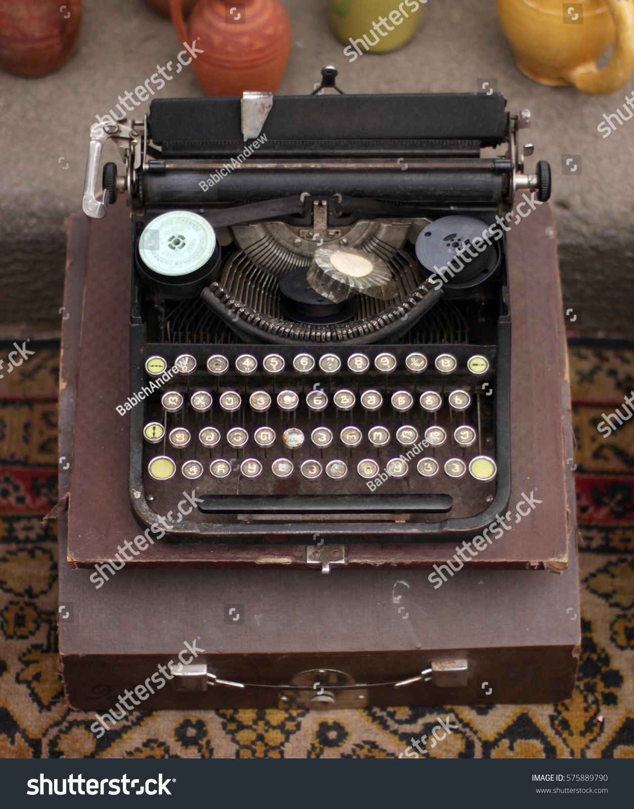 Old soviet typewriter #575889790