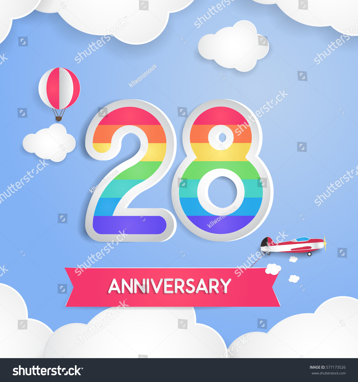 28 Anniversary Celebration Logo with Rainbow - Royalty Free Stock ...