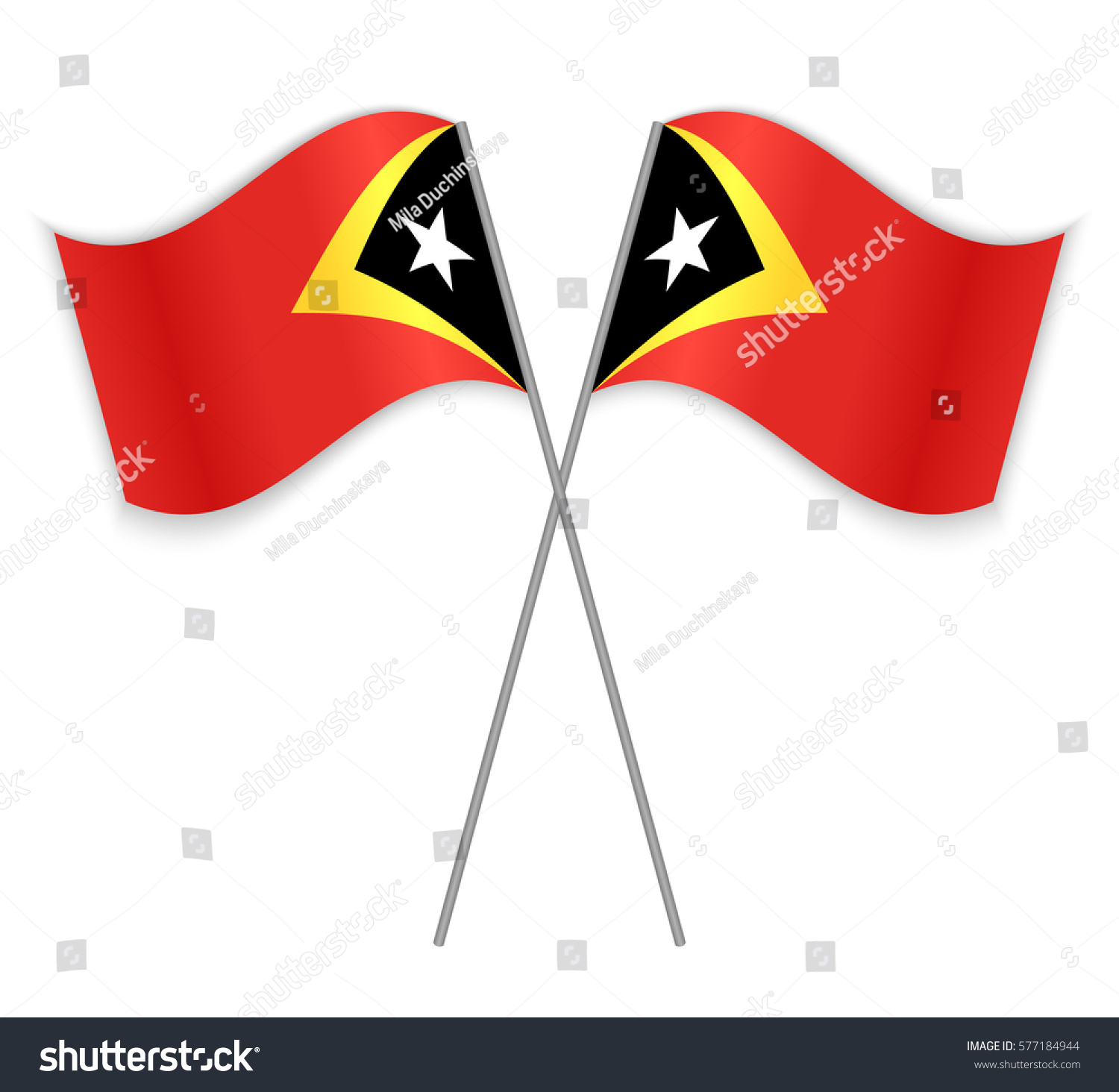 Timorese and Timorese crossed flags. East Timor - Royalty Free Stock ...