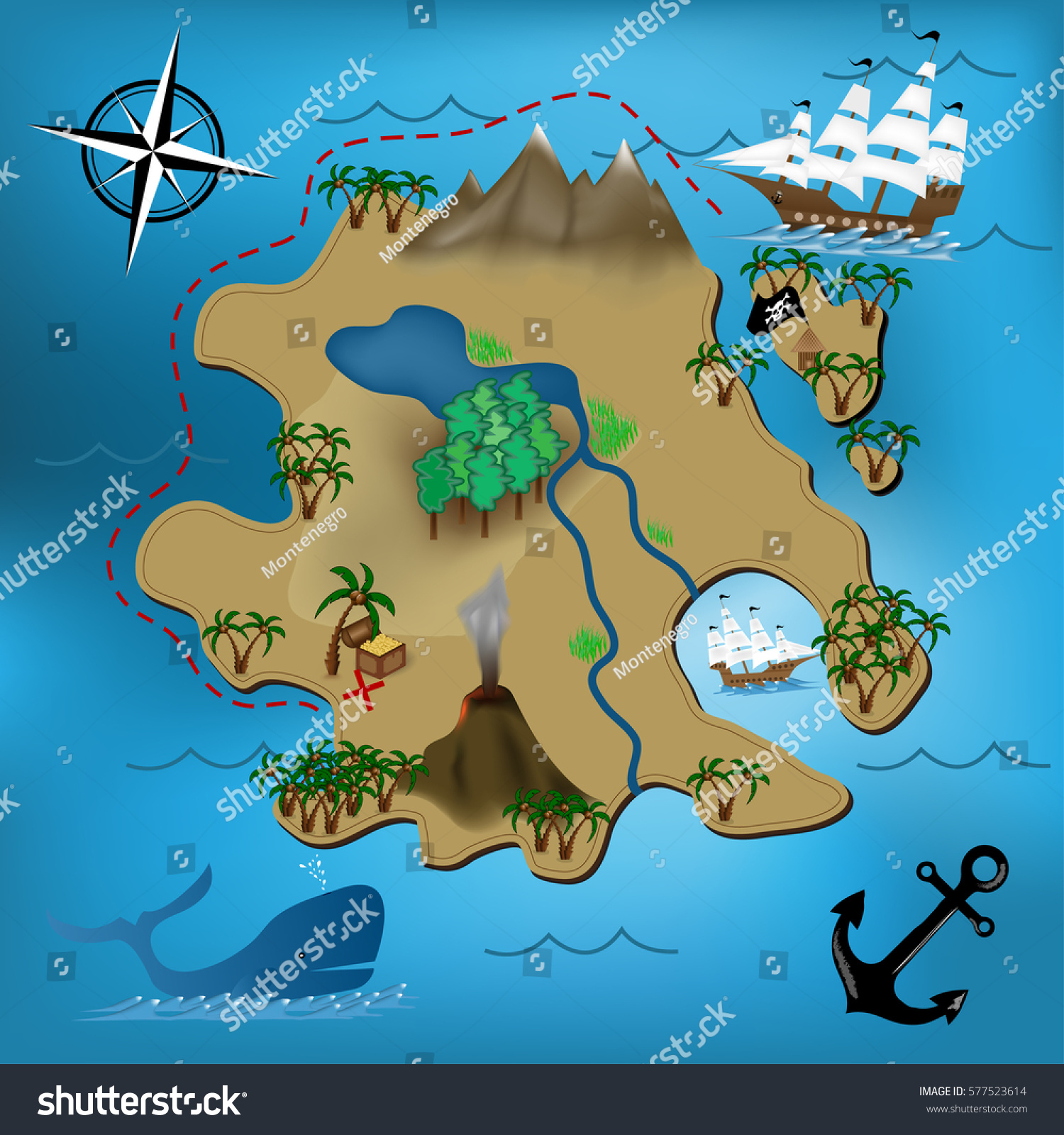 Pirate treasure map - Royalty Free Stock Photo 577523614 - Avopix.com