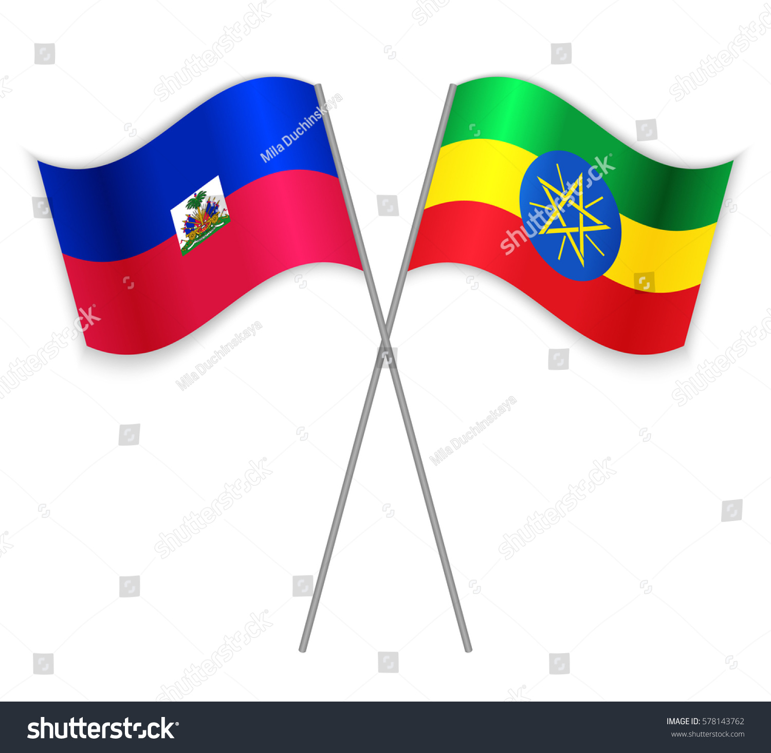 Haitian and Ethiopian crossed flags. Haiti - Royalty Free Stock Vector ...