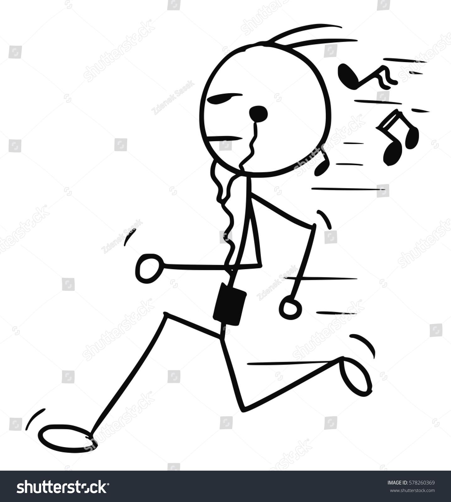 Cartoon vector doodle stickman running with - Royalty Free Stock Vector ...