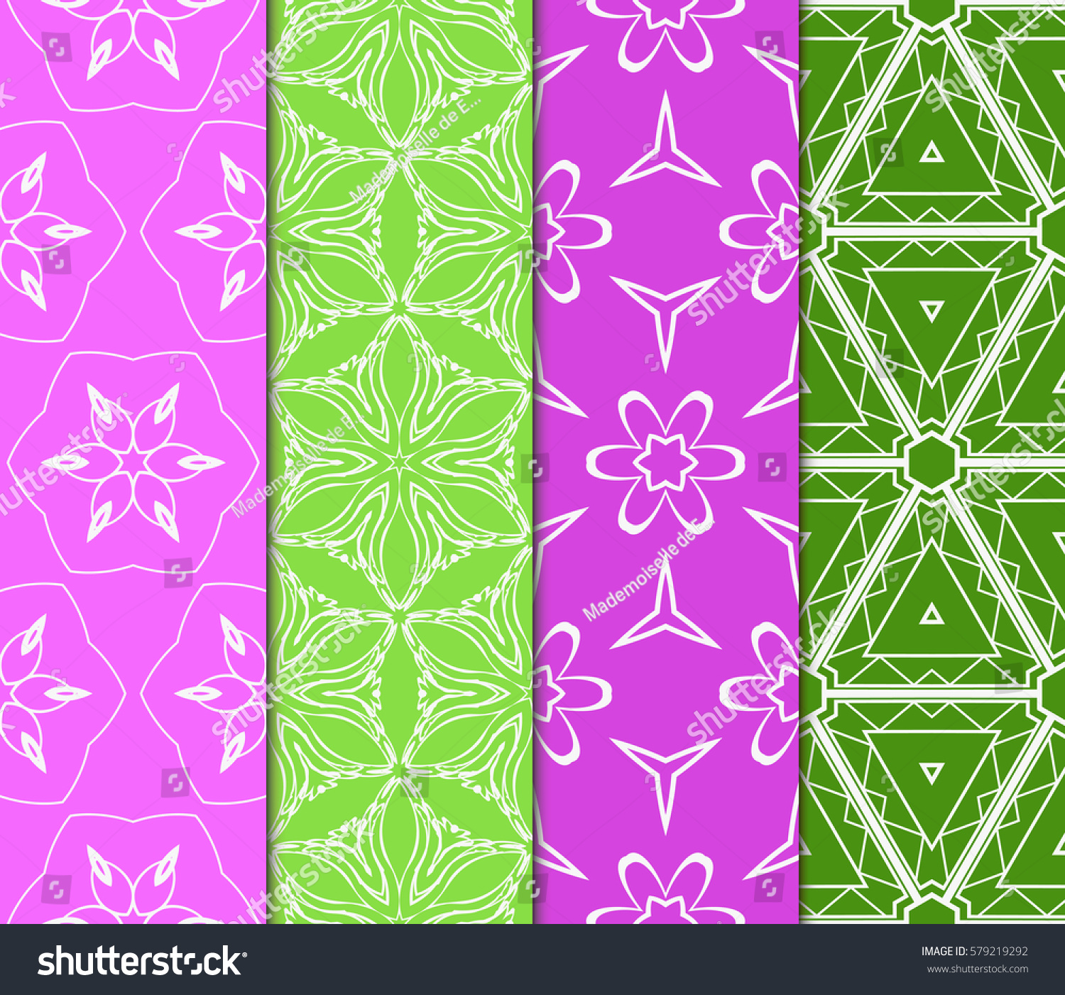 set of Decorative floral ornament. geometric seamless pattern. vector illustration. for interior design, wallpaper, invitation, fabric, decor #579219292