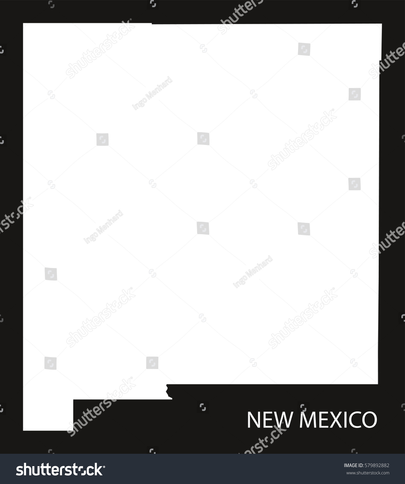 New Mexico Usa Map Black Inverted Silhouette Royalty Free Stock Vector 579892882 6305