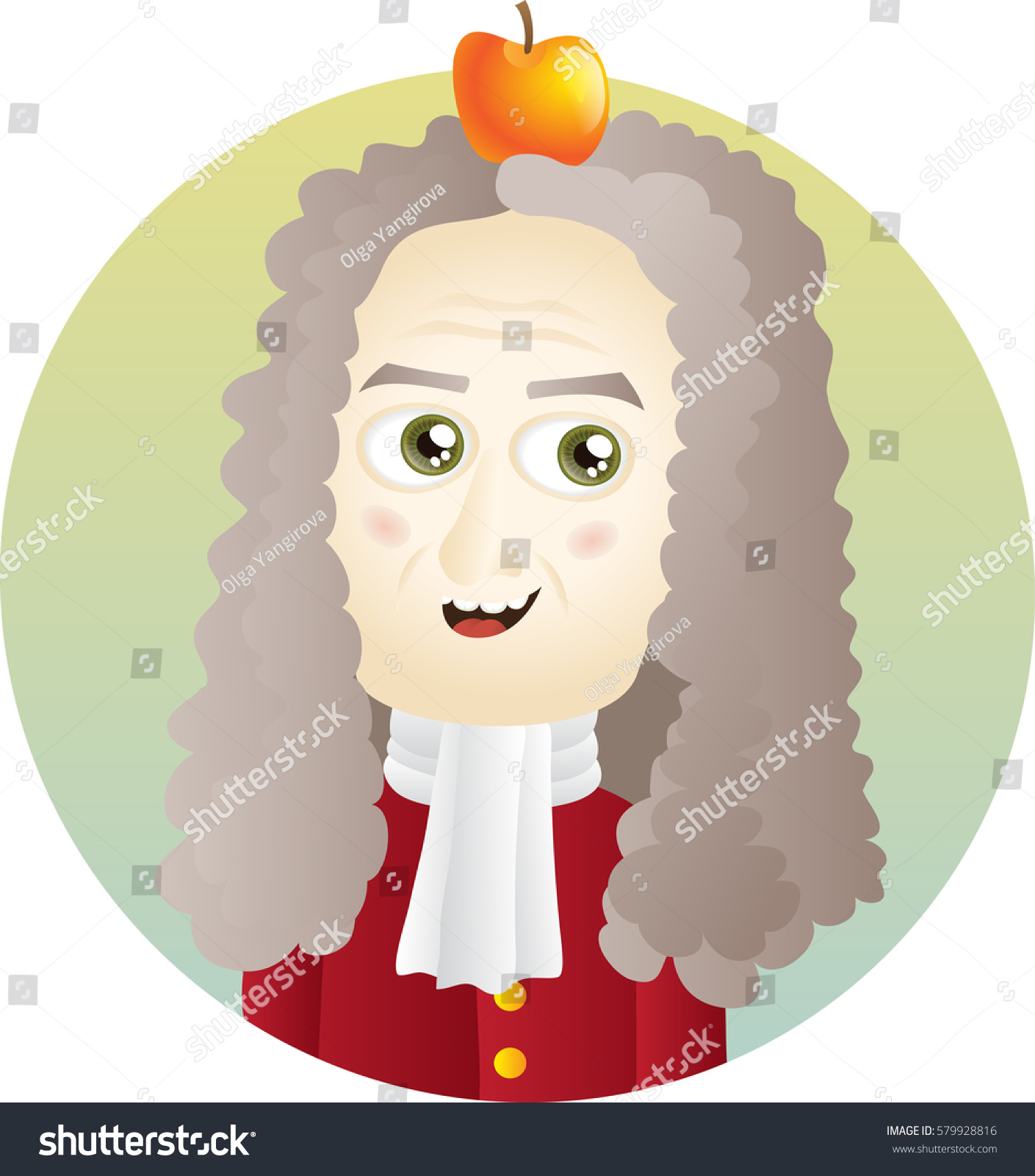 Scientist Isaac Newton Cute Cartoon Illustration Royalty Free Stock Vector 579928816 7163