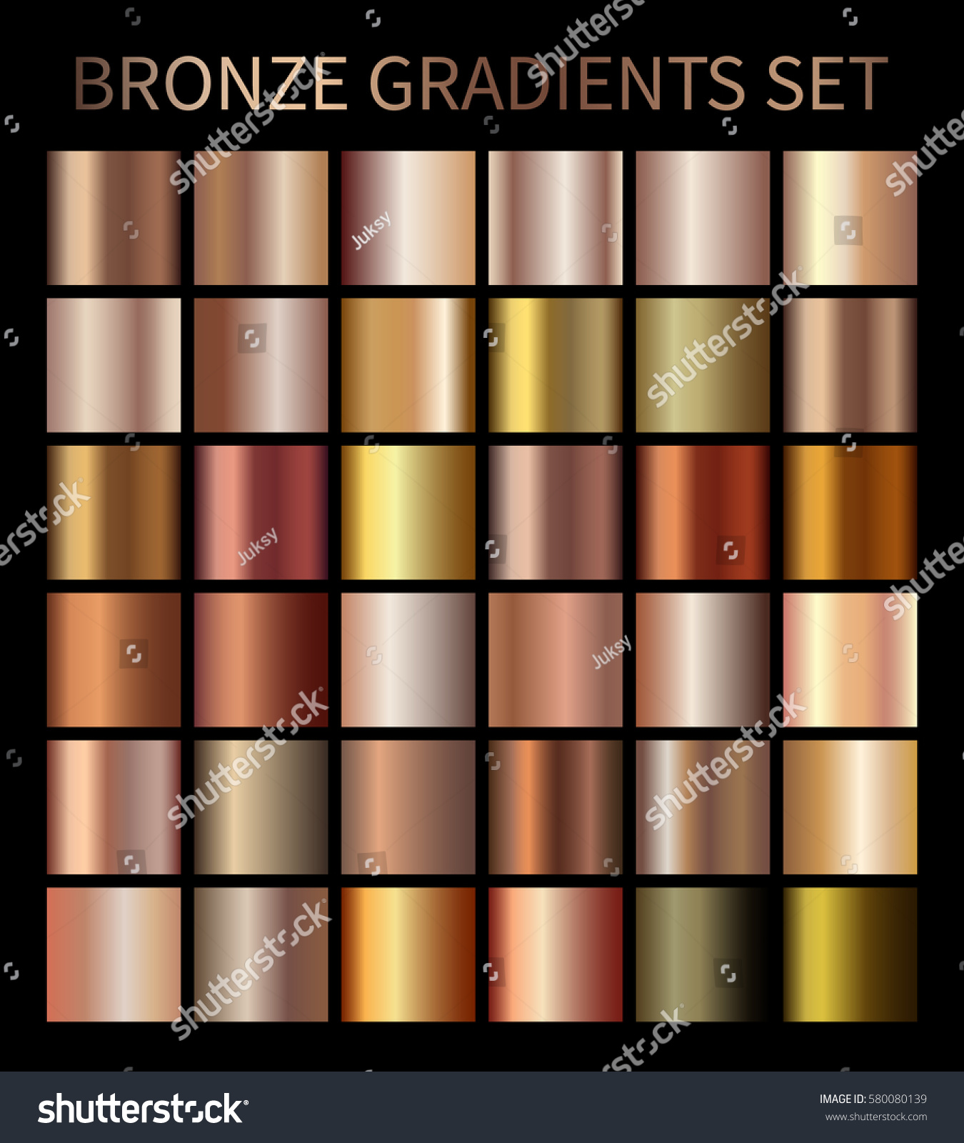 Bronze gold gradients. Collection of beige gradient illustrations for backgrounds, cover, frame, ribbon, banner, coin, label, flyer, card, poster etc. Vector template EPS10 #580080139