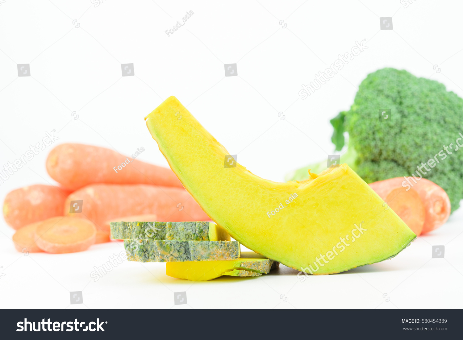 Carrots, pumpkin,Broccoli,the ingredients of baby food #580454389