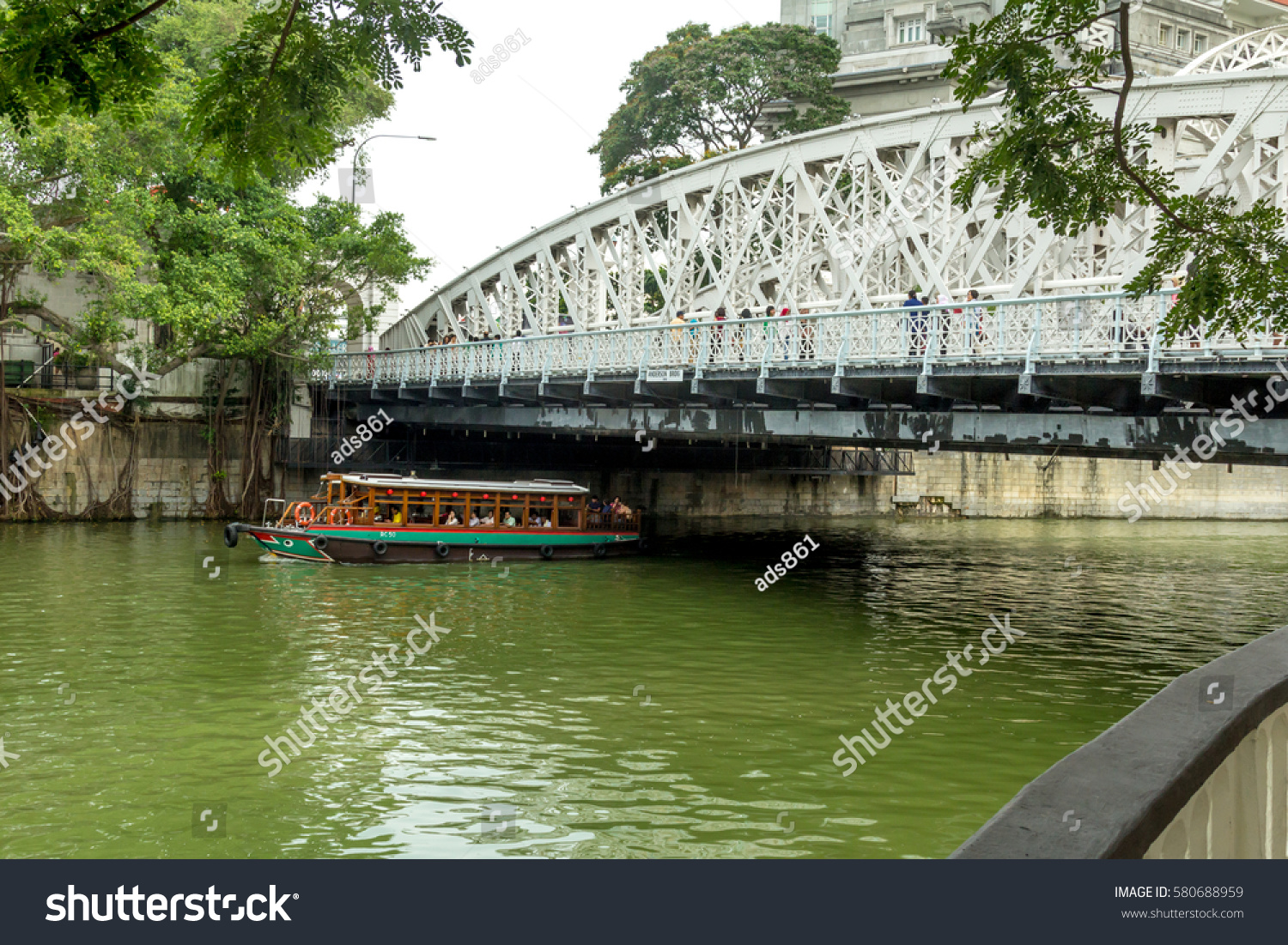One of the bridges over the Singapore River Architectural monuments and places of interest in Singapore #580688959