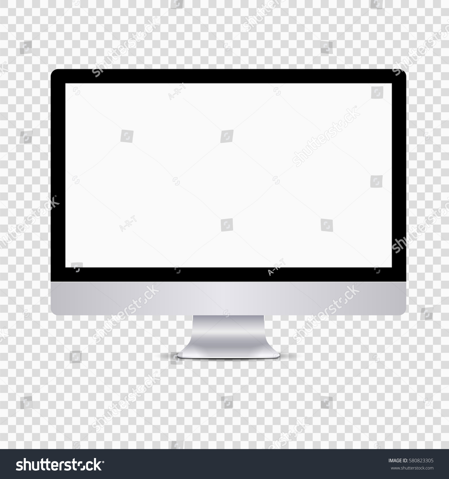 Realistic computer monitor isolated on transparent background. Vector mockup. Vector illustration. #580823305