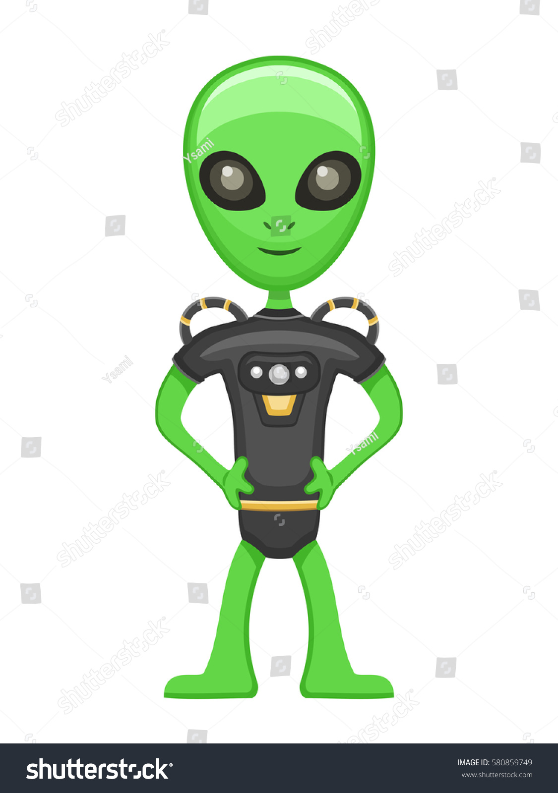 Green Alien Cartoon Character, Vector - Royalty Free Stock Vector 