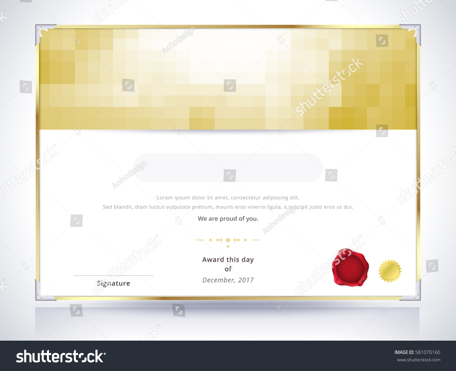 Golden Certificate Template Design Luxury Royalty Free Stock Vector 581070160 