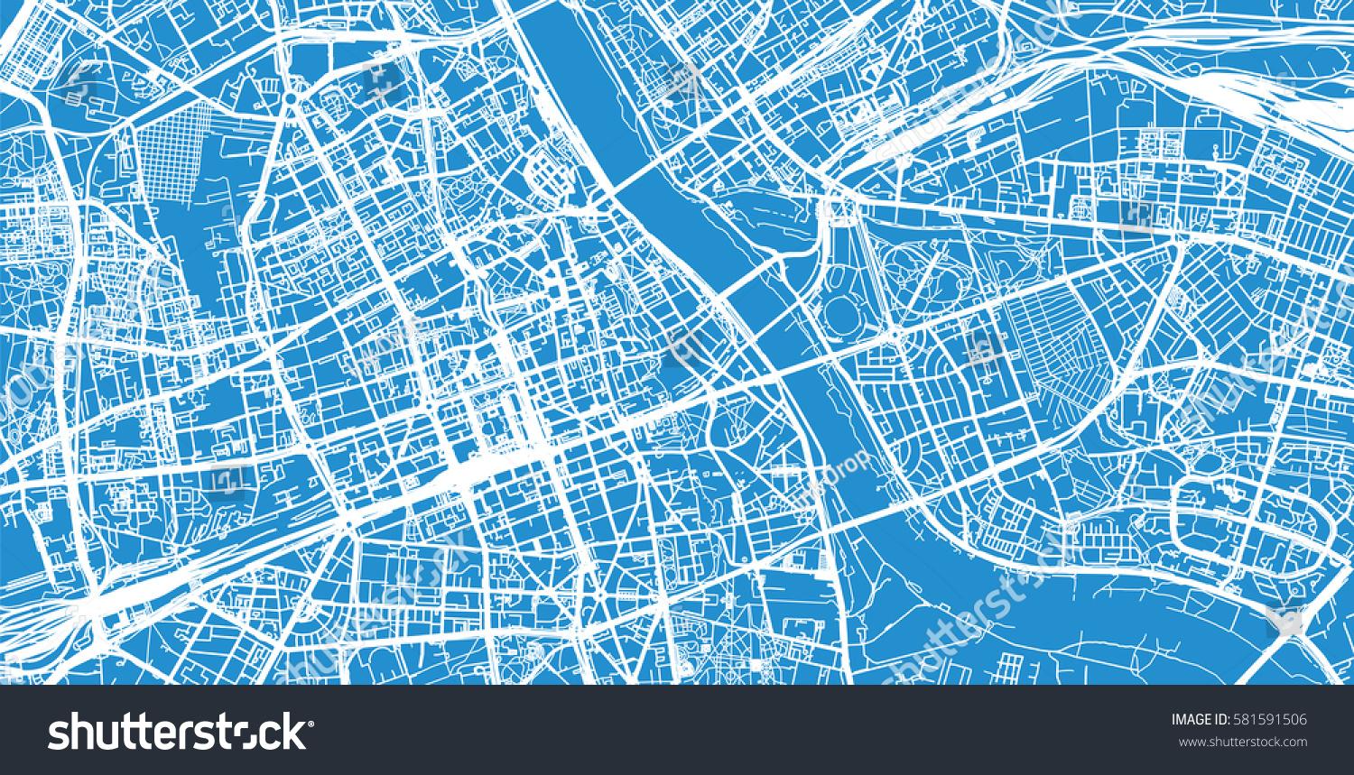 Vector city map of Warsaw, Poland #581591506