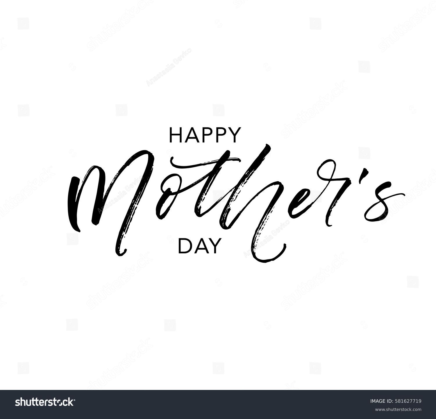 Happy Mother's day postcard. Holiday lettering.  Ink illustration. Modern brush calligraphy. Isolated on white background.  #581627719
