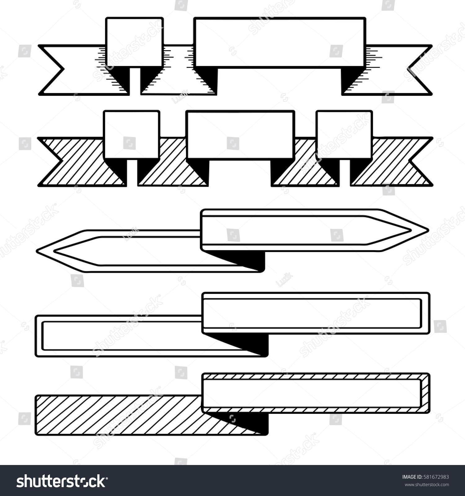Hand drawn bullet journal elements. Ribbon or - Royalty Free Stock ...