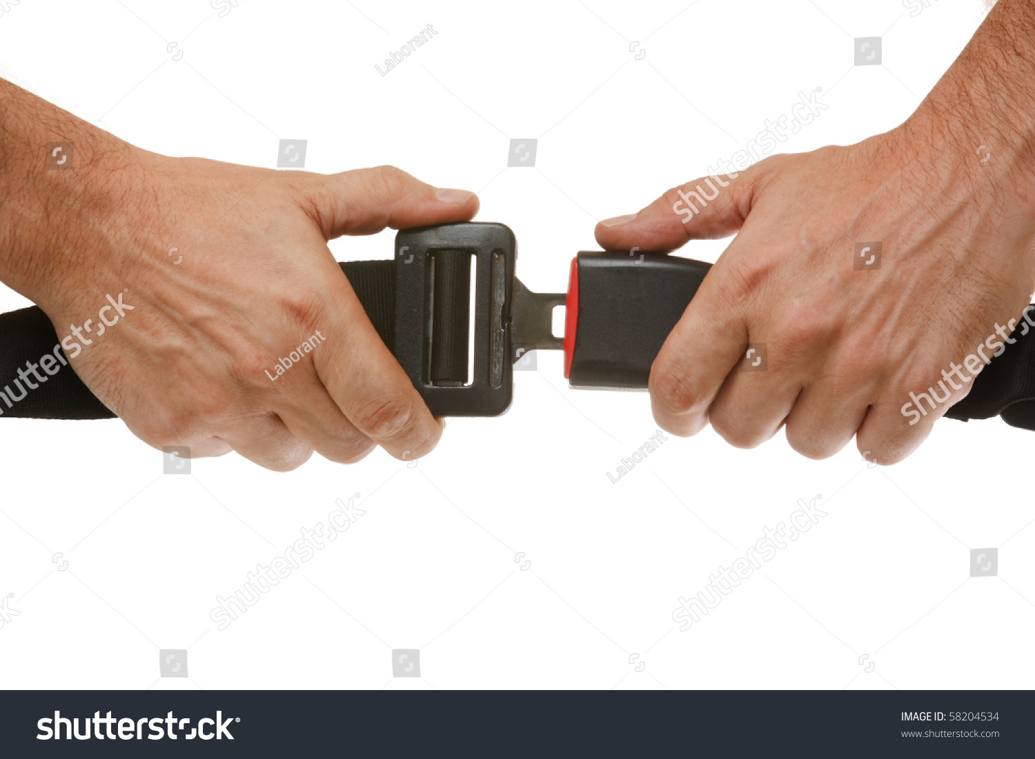 hands button safety belt  isolated on a white background #58204534