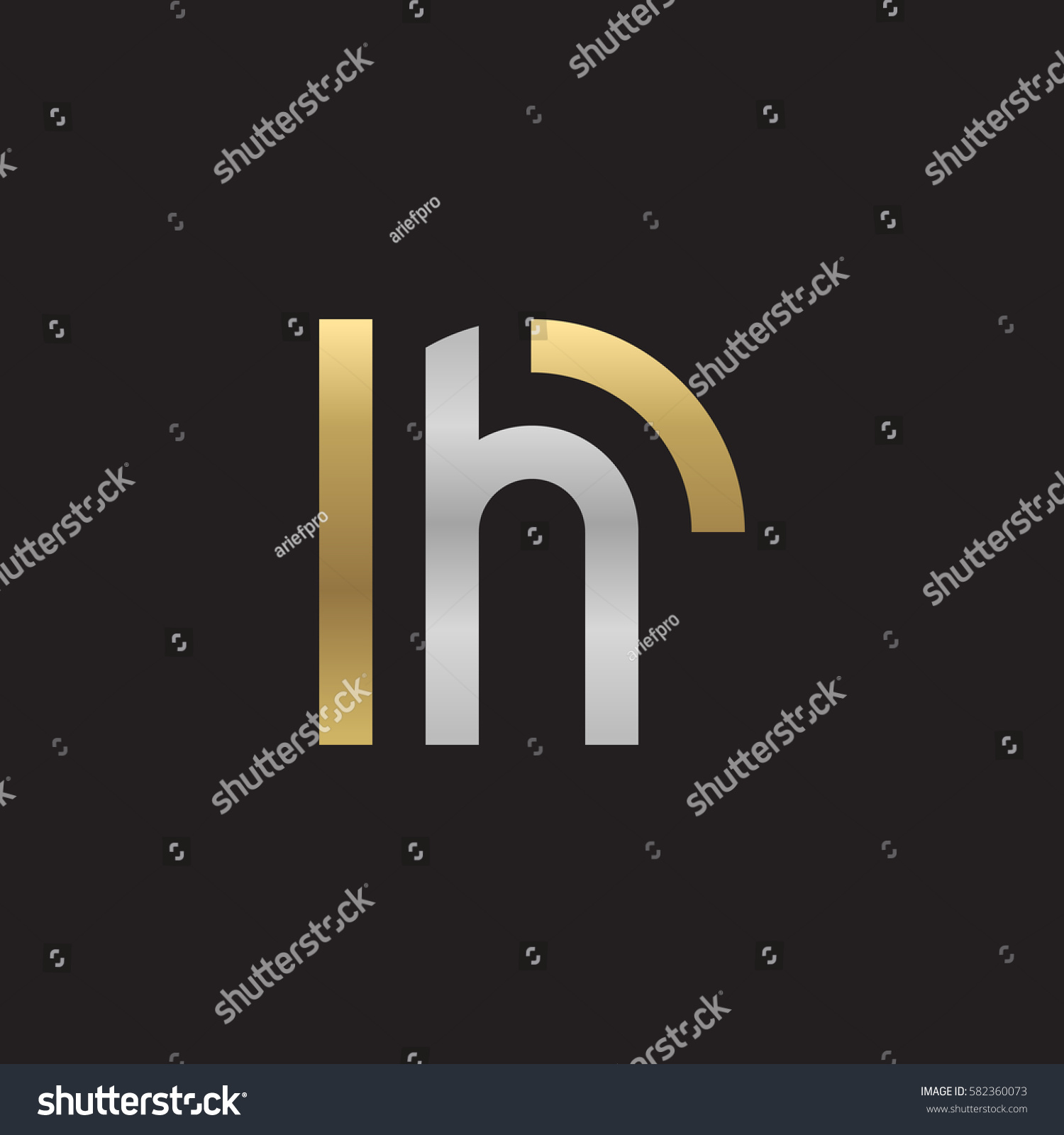 initial letter logo rh, hr, h inside r rounded - Royalty Free Stock ...