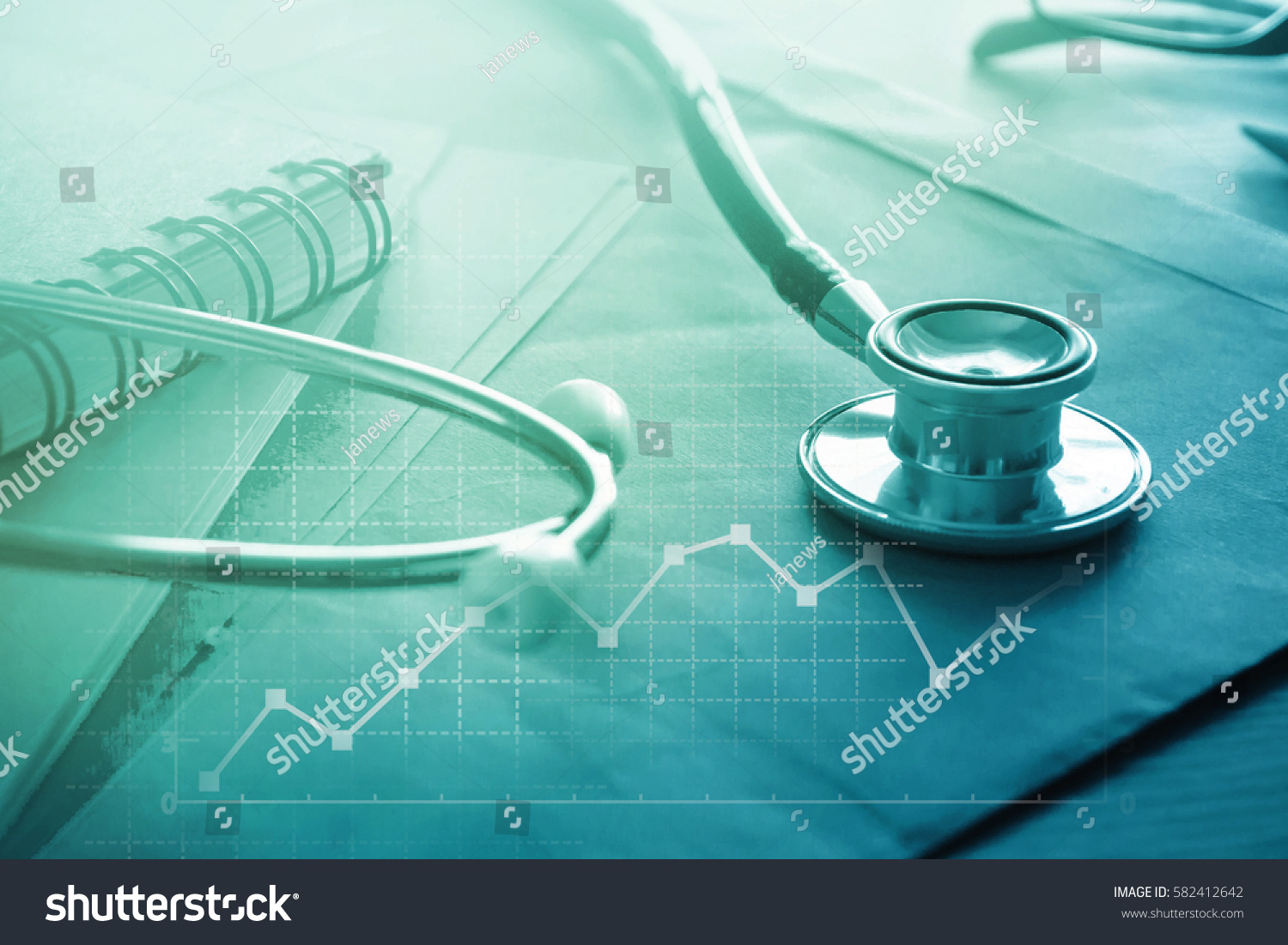 Medical examination and healthcare business graph , health insurance, Health check concept  #582412642