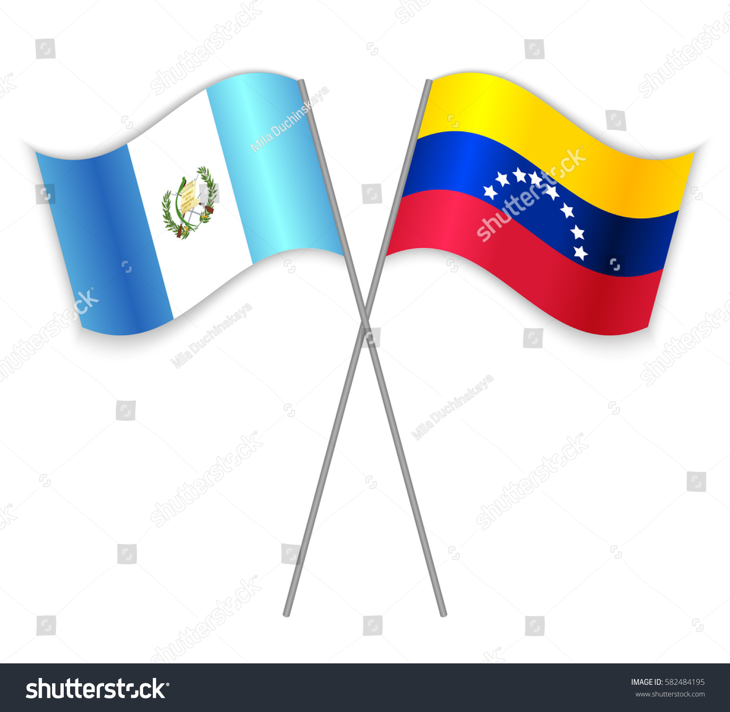 Guatemalan and Venezuelan crossed flags. Royalty Free Stock Vector