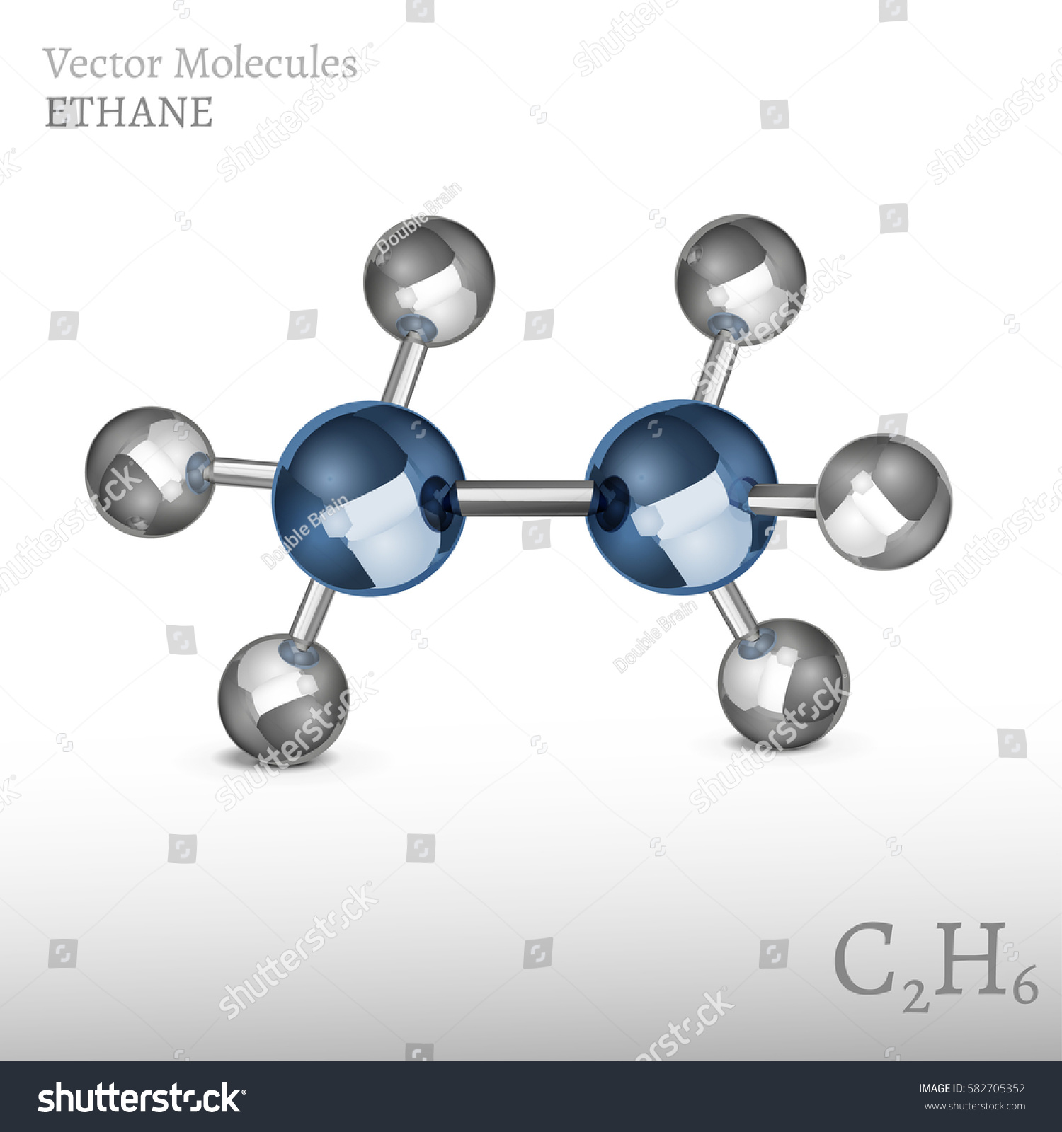 Ethane molecule in 3D style. C2H6 vector - Royalty Free Stock Vector ...