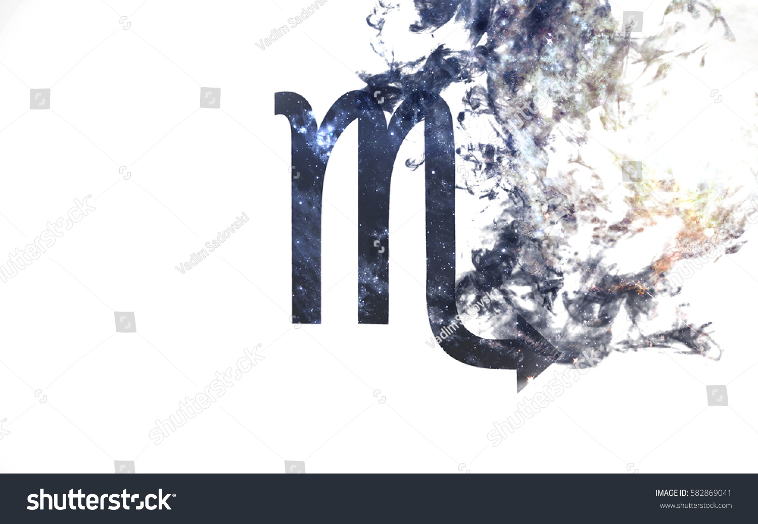Zodiac sign - Scorpio. Dust of the universe, minimalistic art. Elements of this image furnished by NASA #582869041