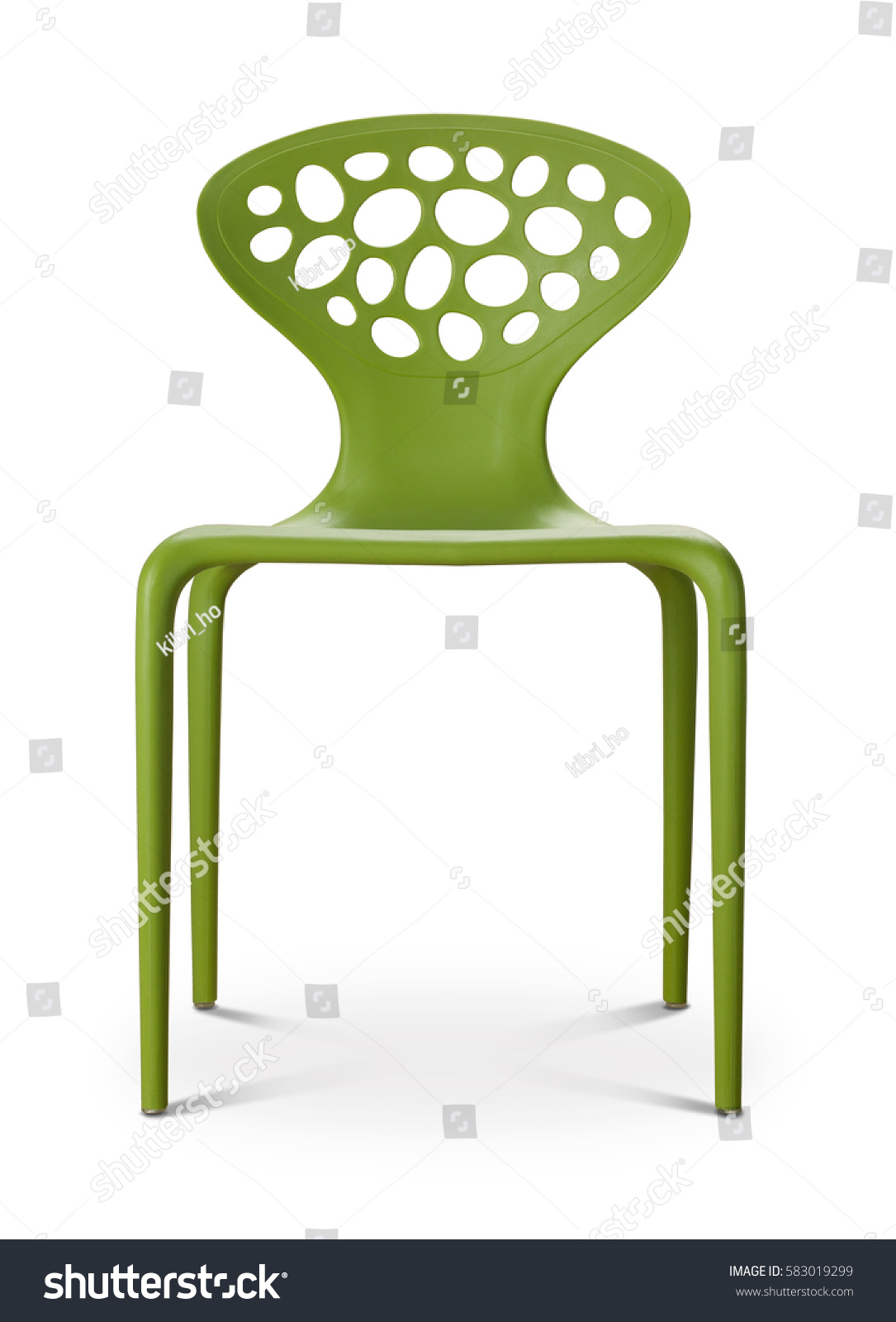 Green color chair, plastic chair, modern designer. Chair isolated on white background. Series of furniture #583019299