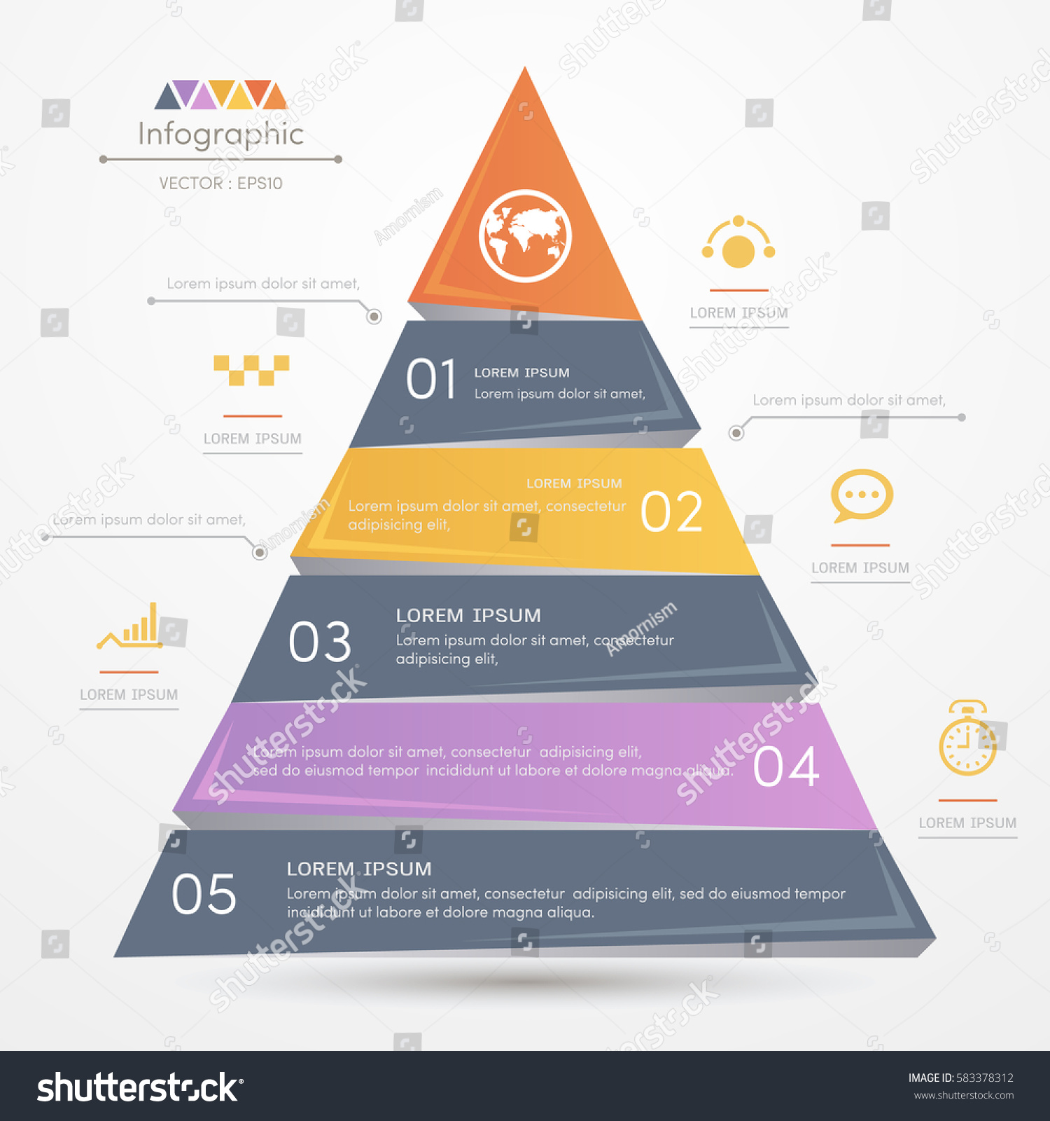 Pyramid Infographics design template with - Royalty Free Stock Vector ...