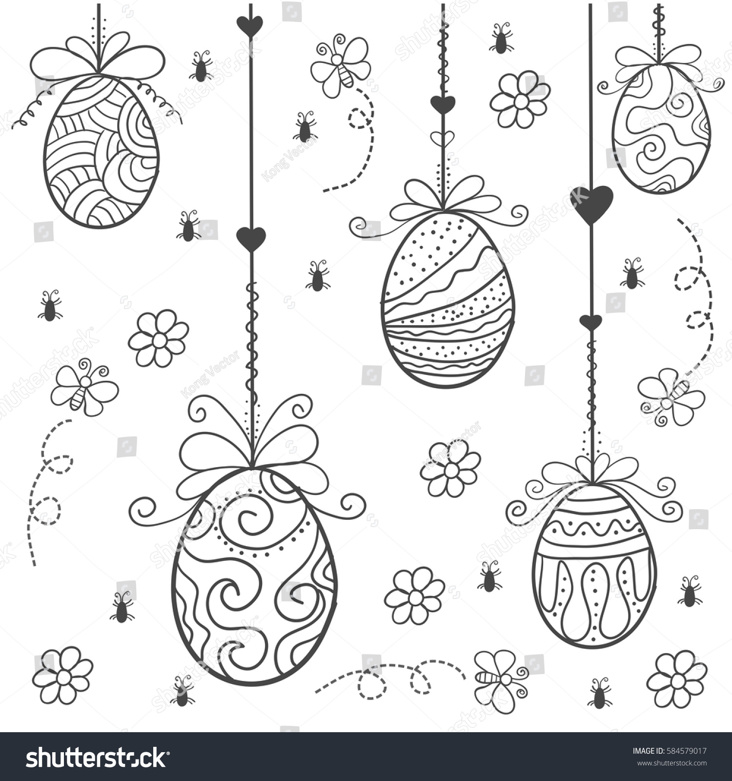 Doodle Of Easter Egg Style Hand Draw Royalty Free Stock Vector 584579017 3990