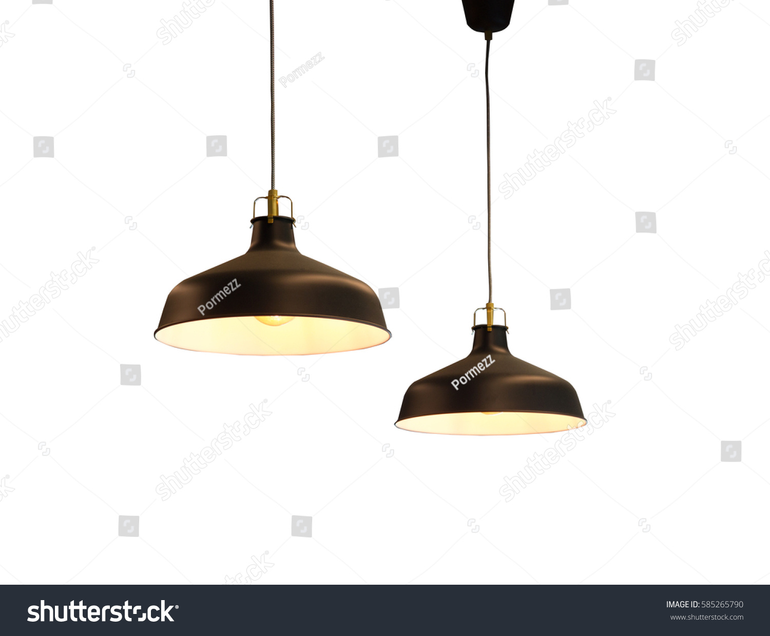 Black decorative lamp hanging from the ceiling.modern lamp isolated on white background #585265790