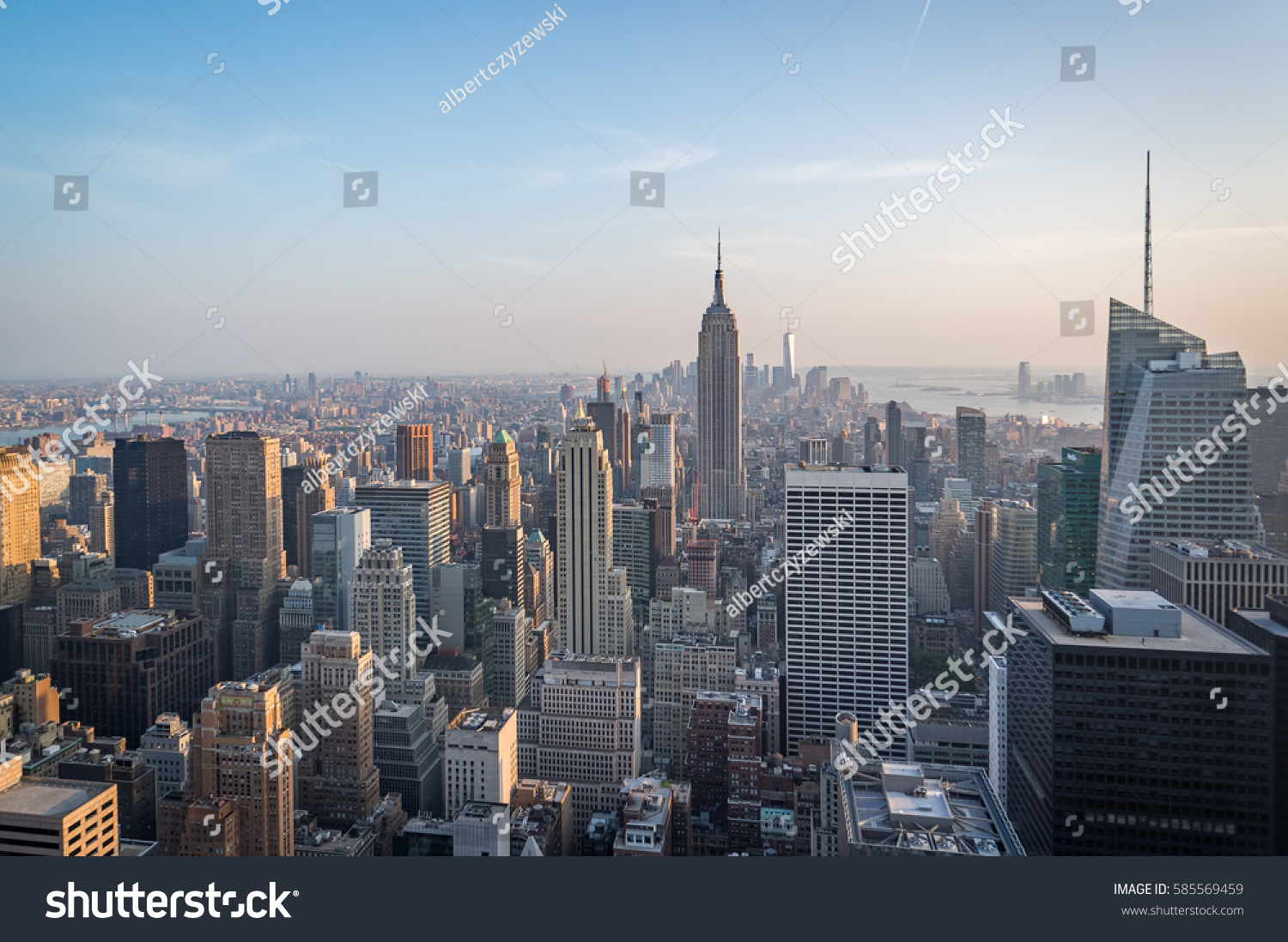 Aerial view of Manhattan skyline, New York City, USA during afternoon #585569459