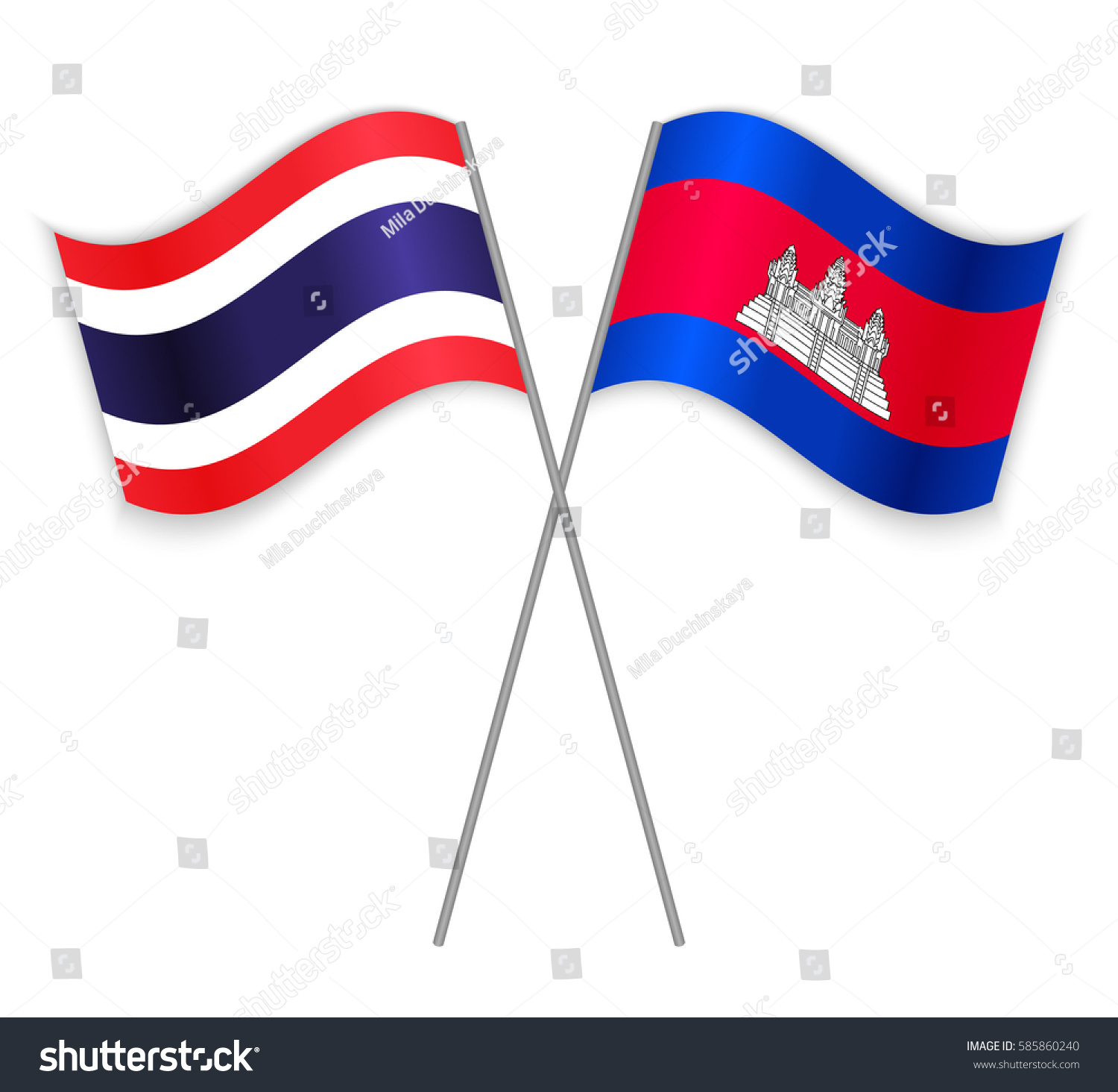 Thai and Cambodian crossed flags. Thailand - Royalty Free Stock Vector ...