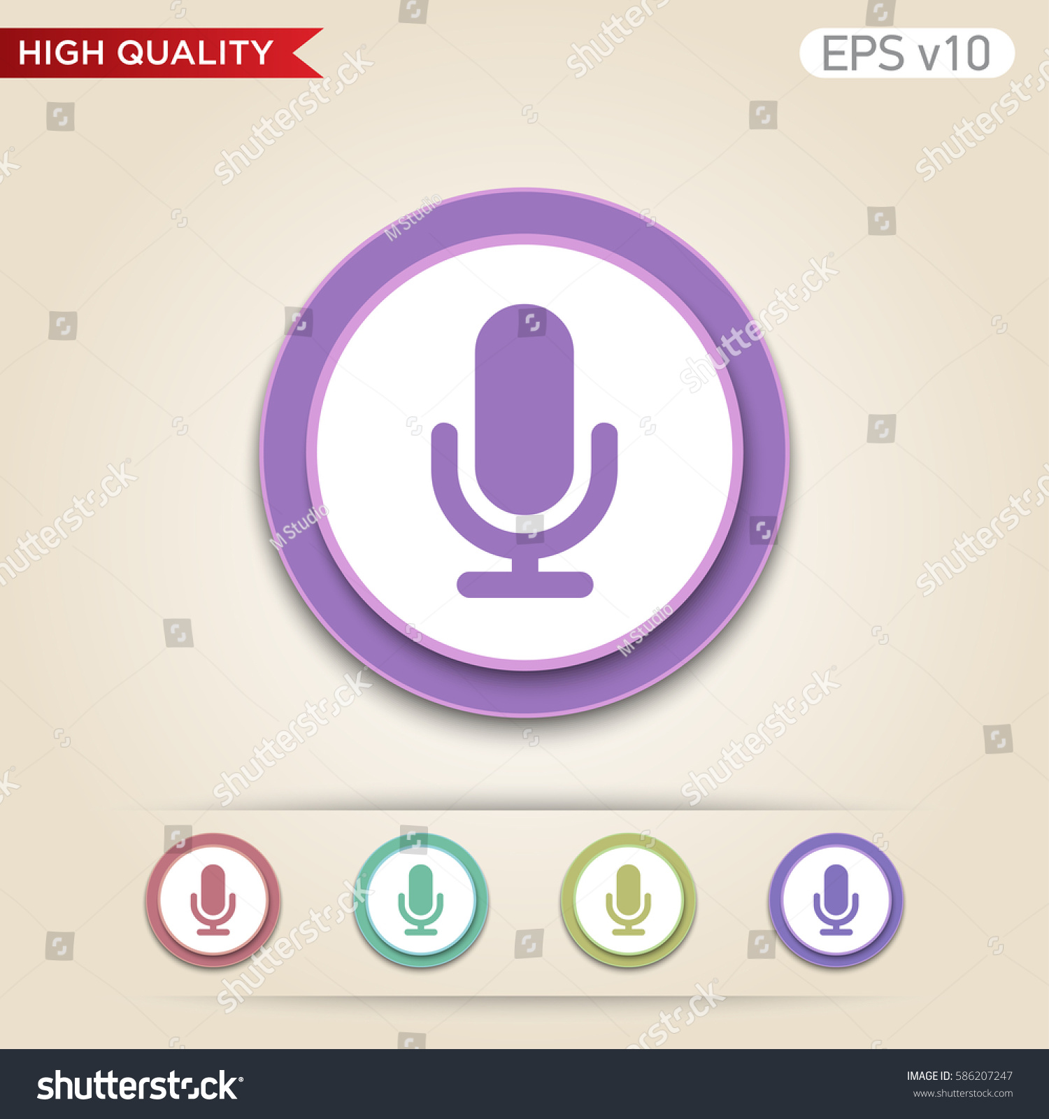 Colored icon or button of microphone symbol with - Royalty Free Stock ...