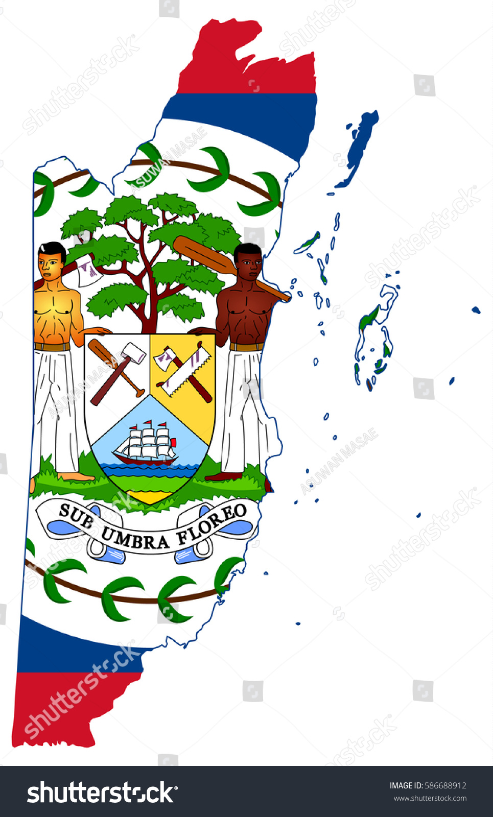 Flag map of Belize - Royalty Free Stock Vector 586688912 - Avopix.com