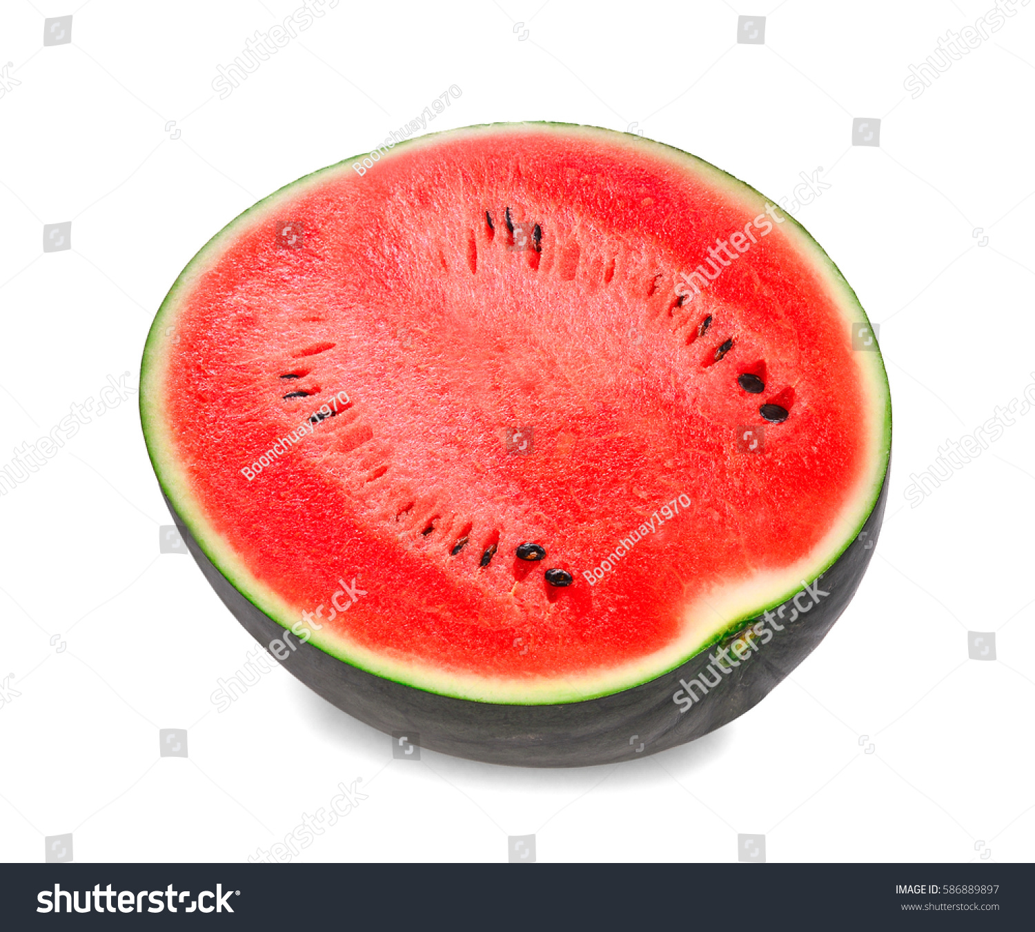 half of fresh watermelon isolated on white background. #586889897