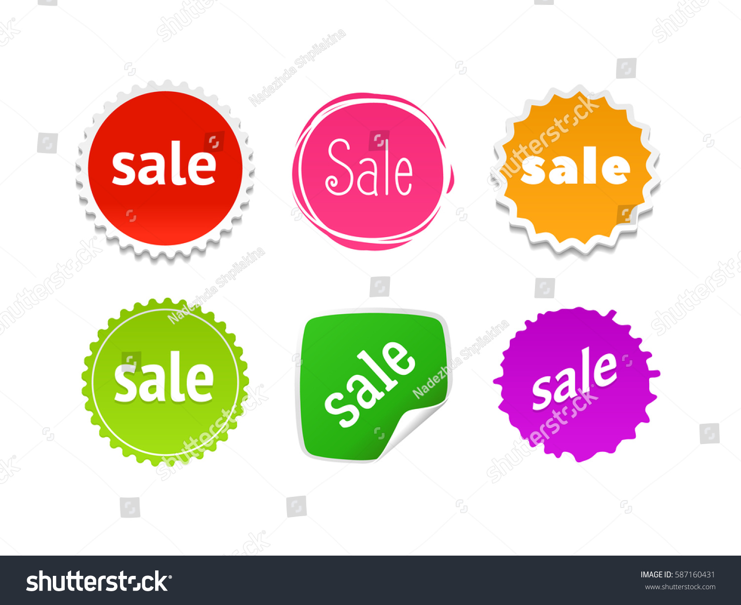 Product stickers set with sale offer. Color splash label, tag, badge, icon & text. The best prise vector banner for web store. Promotional corner located element. Accent promotion flyer, frame design #587160431