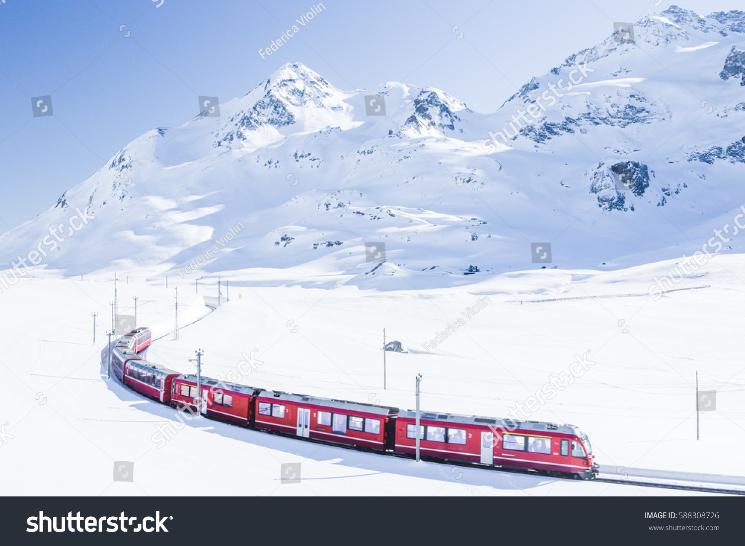 Bernina Express in Winter, Swiss, Europe #588308726