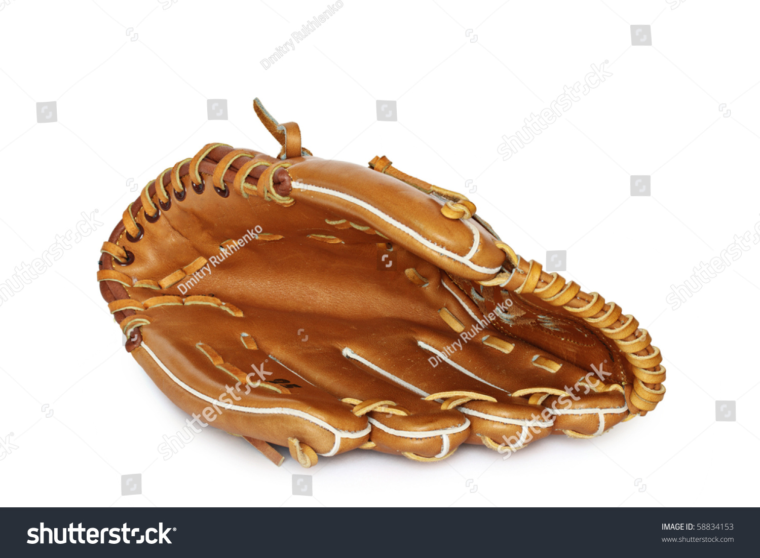 Empty baseball catcher mitt isolated on white background #58834153